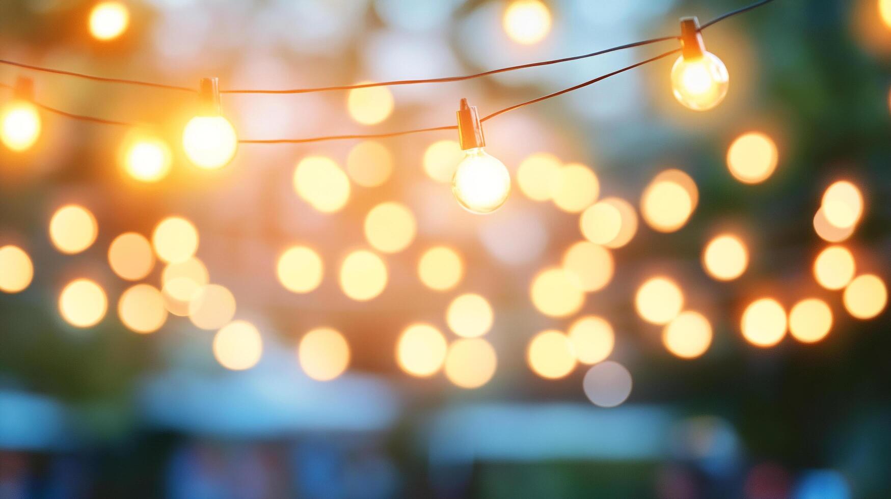 Hanging lights create a warm, inviting atmosphere with their soft glow, perfect for evenings spent outdoors with friends and family. photo