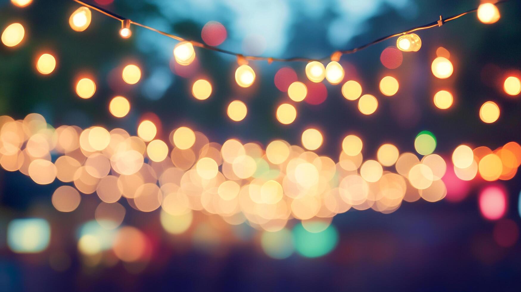 Warm string lights softly illuminate the night, casting a festive and magical glow. Celebrate outdoor gatherings with these ambient lights. photo