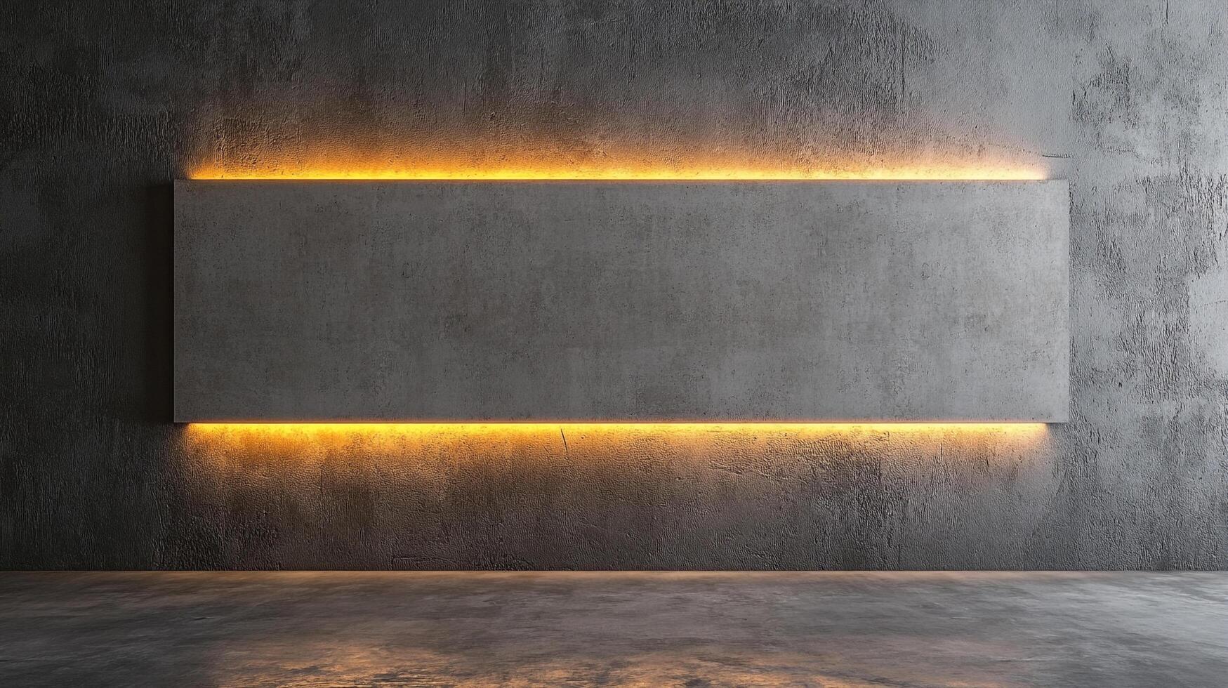 Minimalist concrete wall with ambient LED lighting, creating a modern, architectural accent in a neutral-toned space, perfect for artistic display. photo