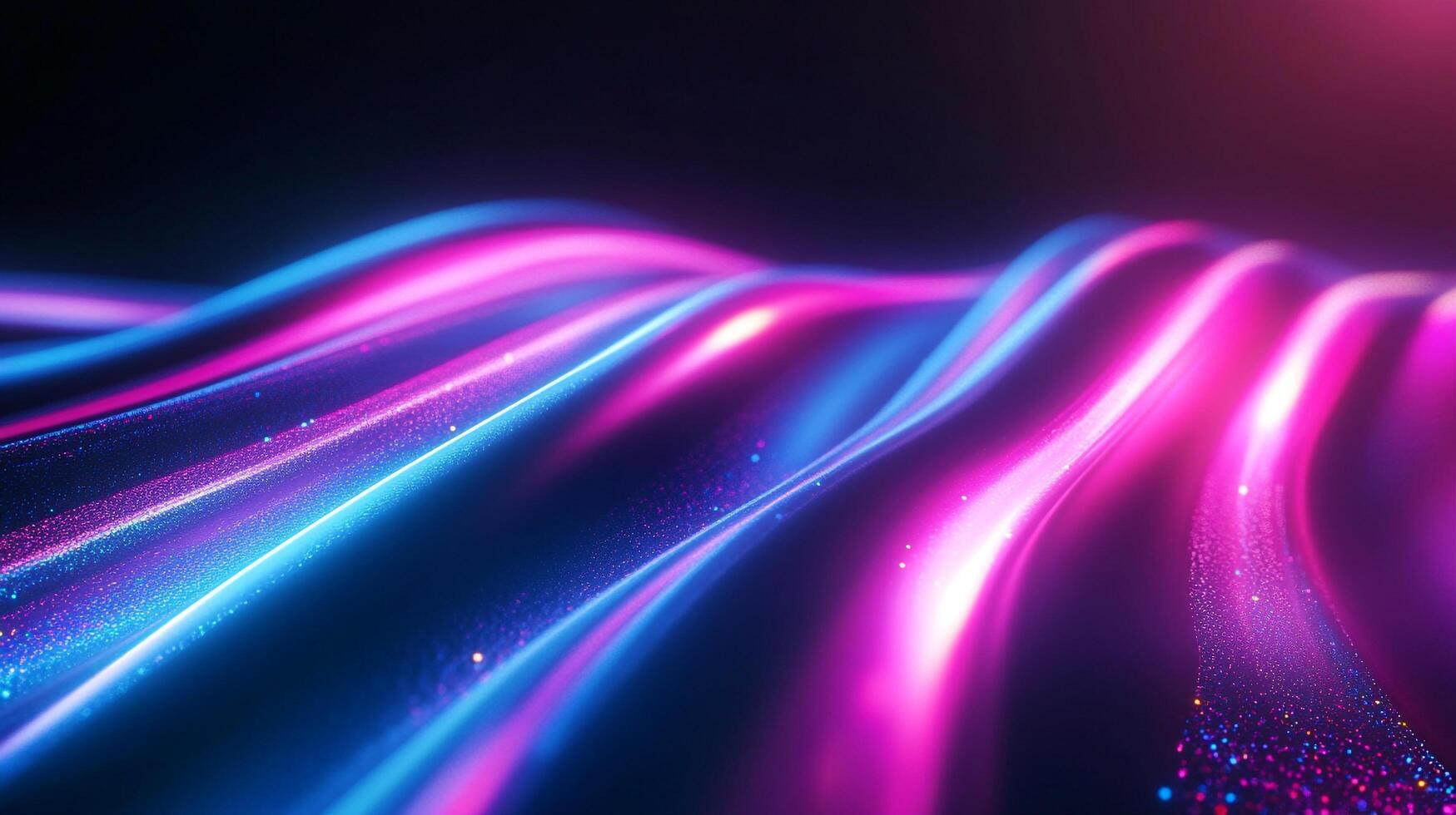 Abstract waves of neon light create a dynamic and vibrant flow. Blue and purple blend in a futuristic digital landscape. Energy in motion. photo