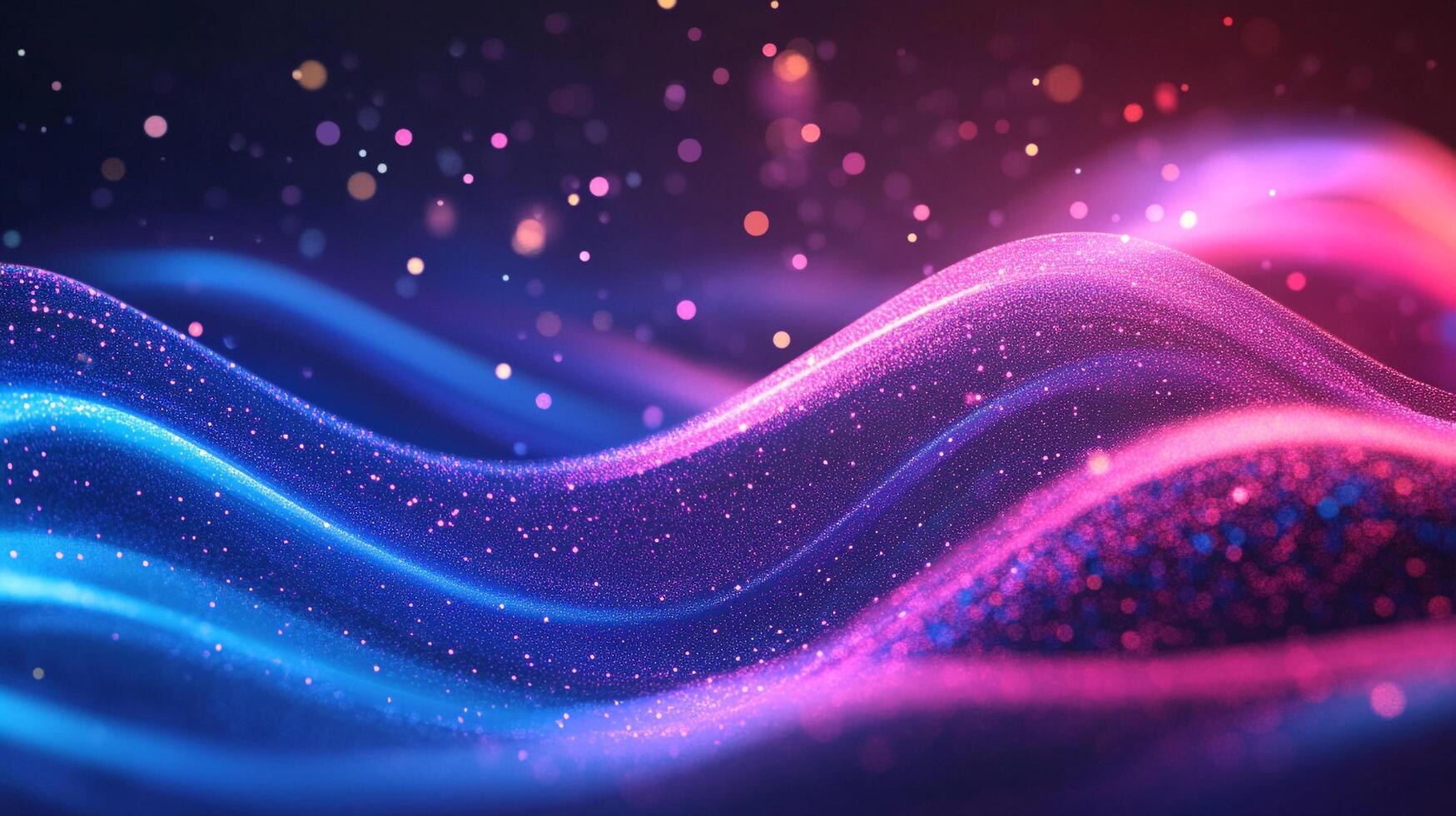 A mesmerizing abstract image, featuring vibrant waves of light and sparkling particles, creating a dreamlike, dynamic atmosphere. photo