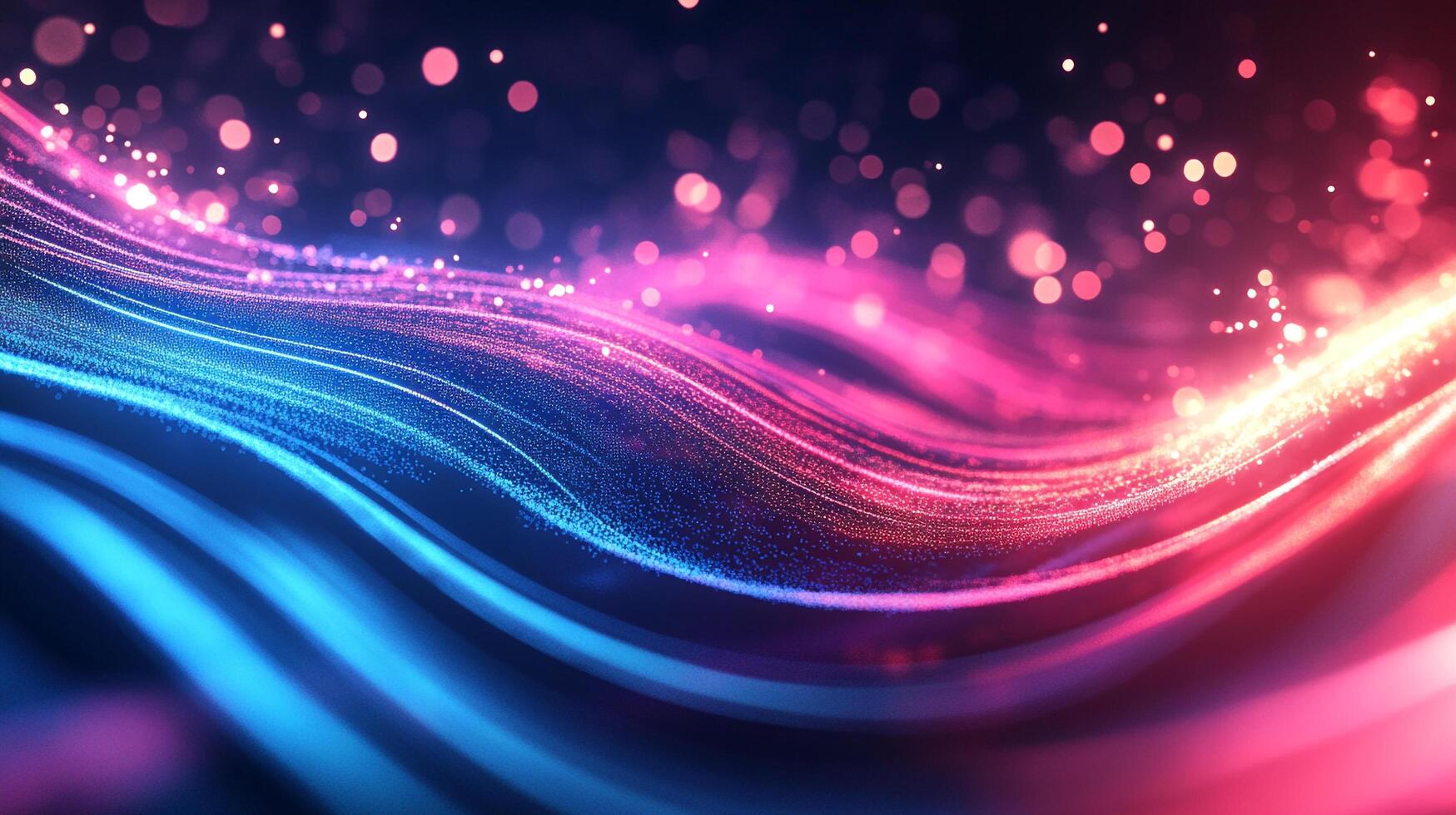 Abstract glowing waves background with blurred bokeh effect. Modern design concept with vibrant blue and pink colors, futuristic and energetic. photo