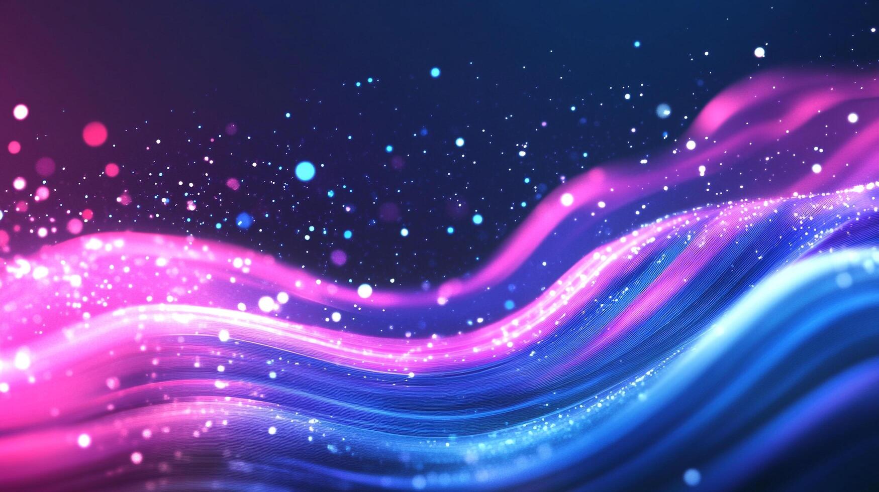Abstract waves of light cascade through space, blending shades of pink and blue with bright stars for an ethereal, dreamy aesthetic. photo