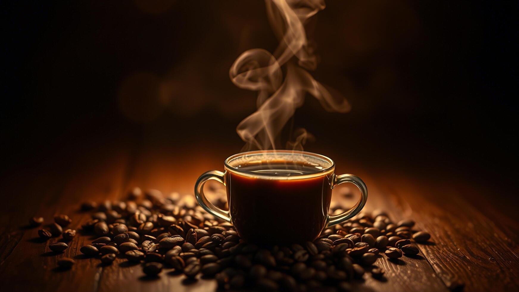 moody coffee background with warm lighting photo