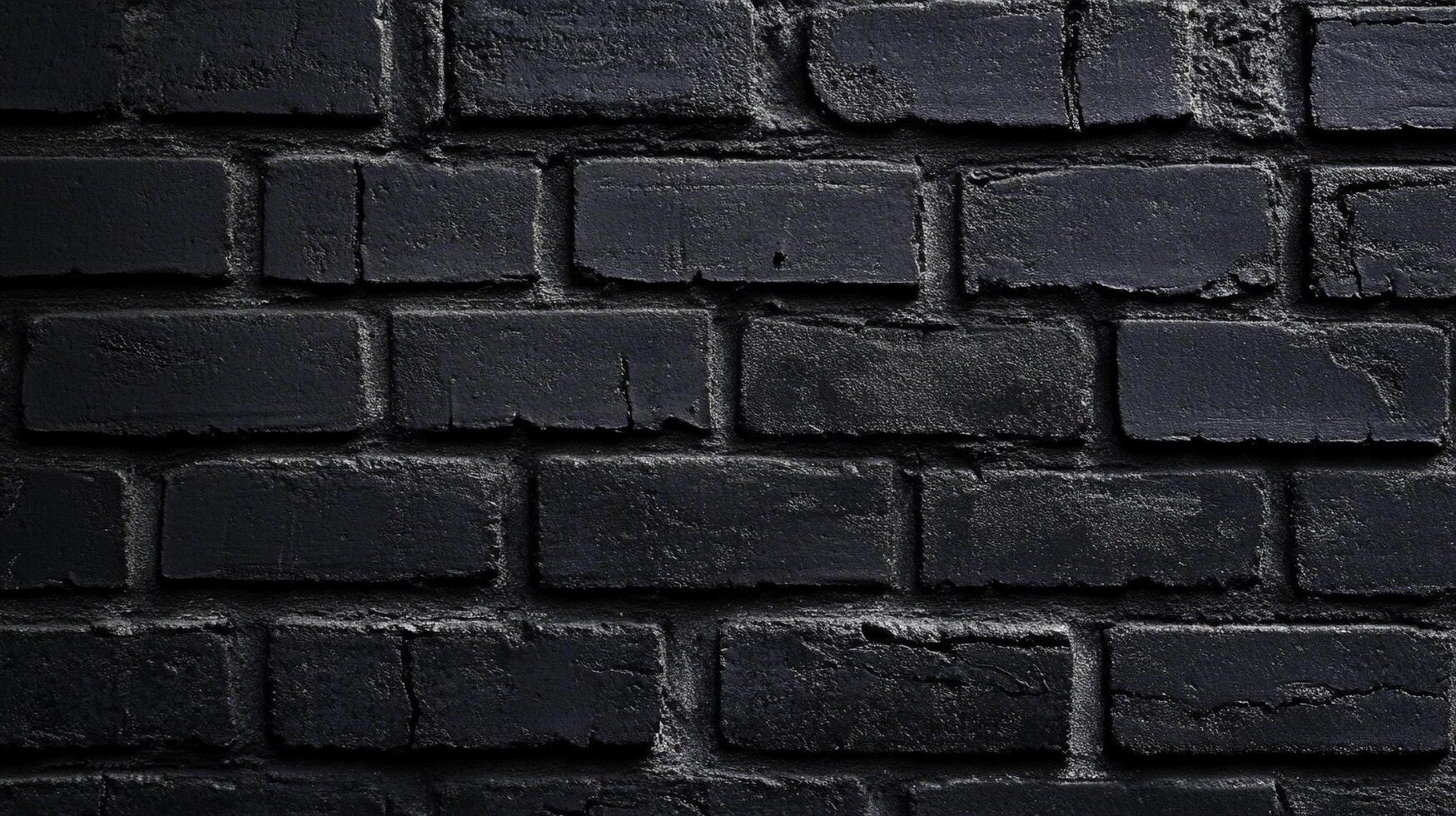 Monochromatic black brick wall with visible texture and aging, creating a unique and visually interesting surface for backgrounds and designs. photo