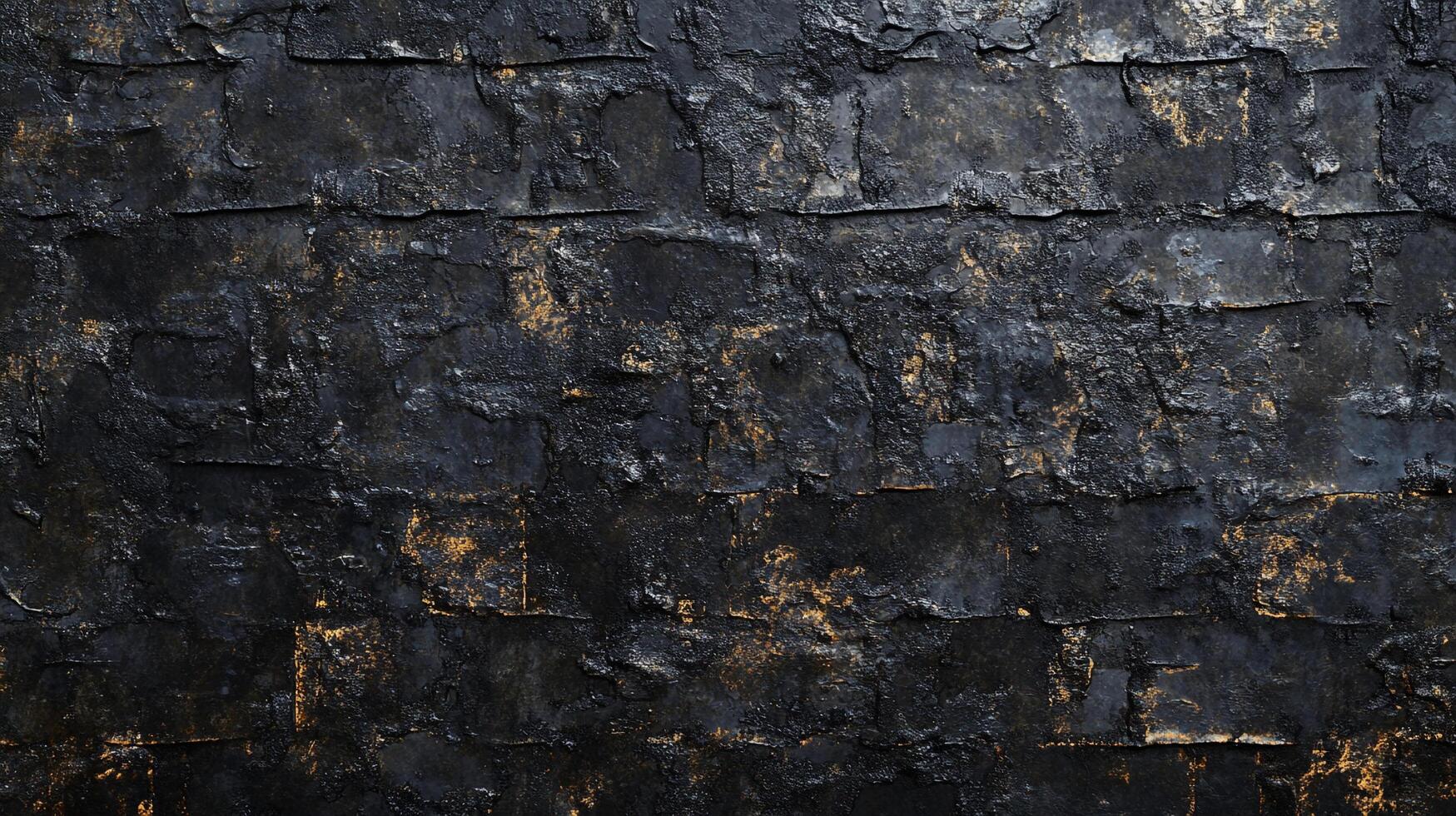 Textured black wall with gold accents. Abstract background. Perfect for use as a design element, backdrop, or creative texture. photo