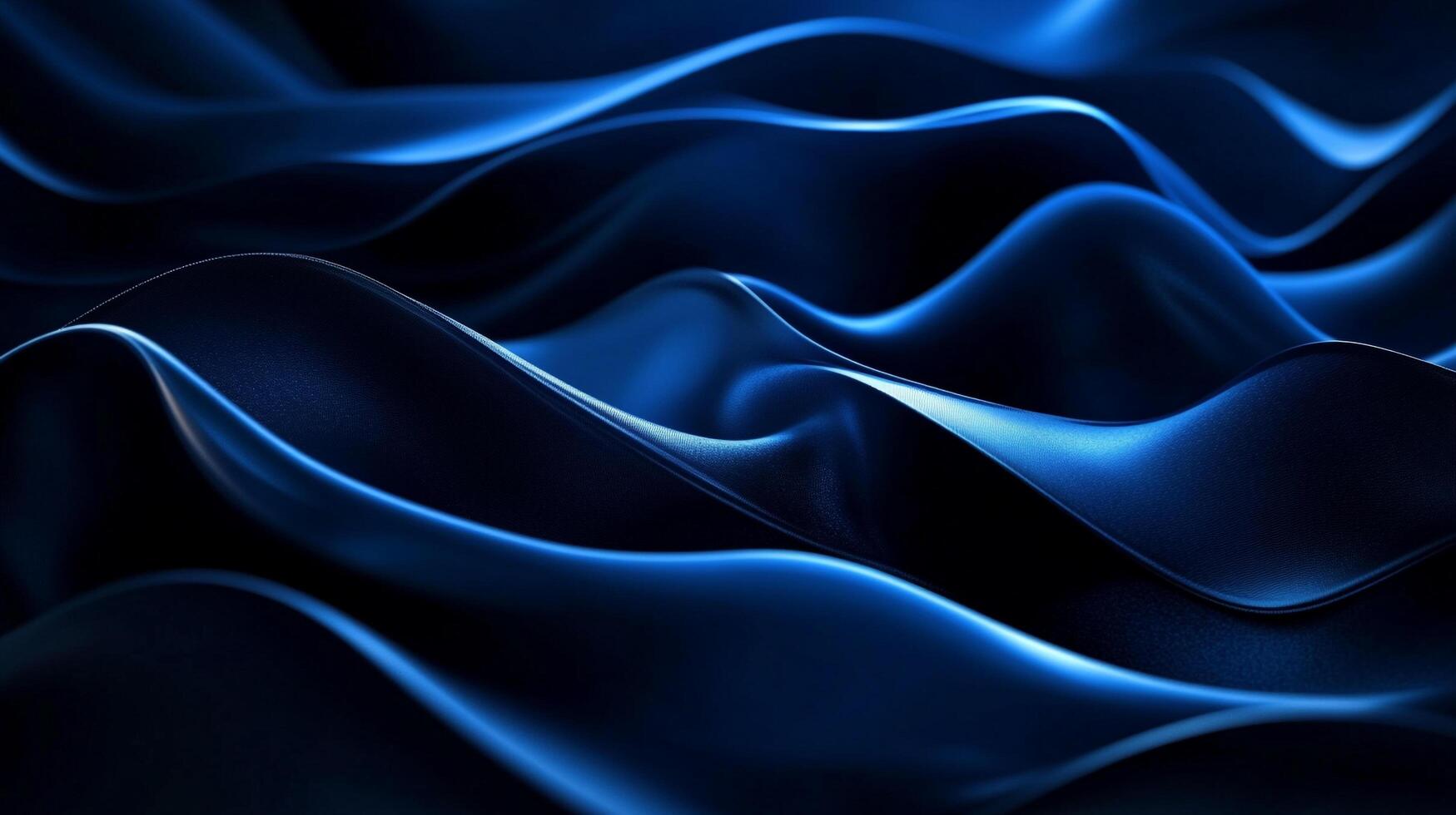 Abstract, dark blue waves are illuminated on the edges, creating a fluid and dynamic texture that invites the viewer to dive into the deep blue. photo