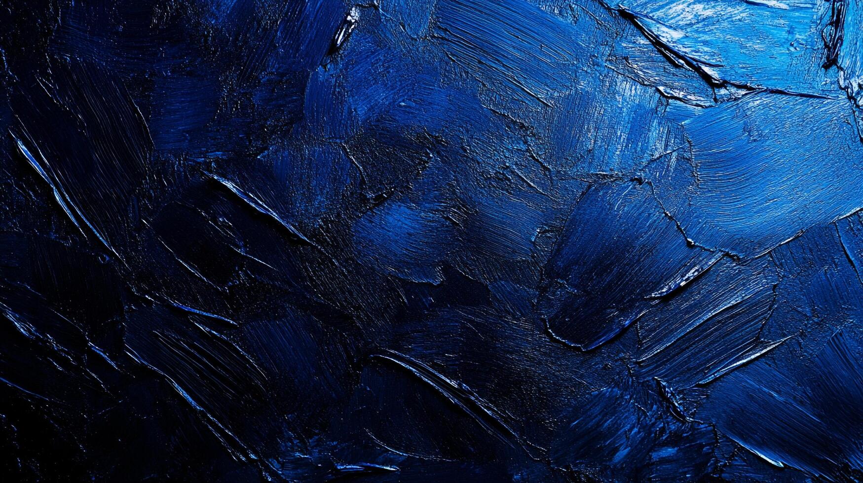 Abstract painting in dark blue tones evokes a sense of depth and mystery, with textured brushstrokes creating a dynamic and visually appealing piece. photo