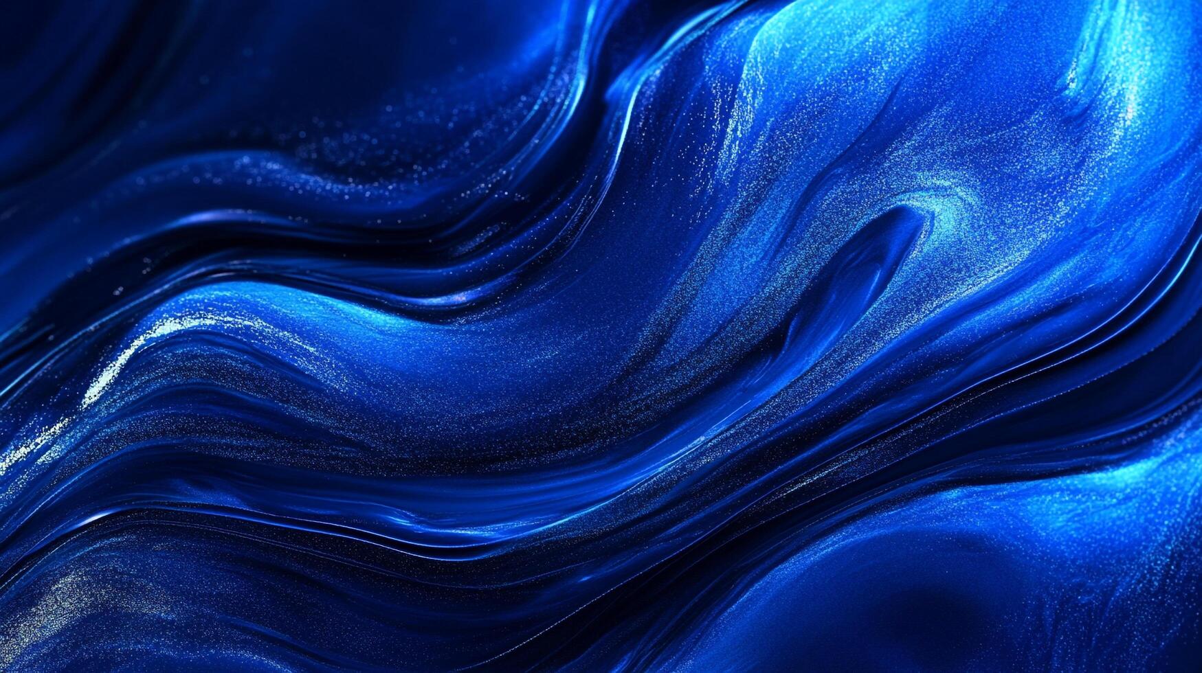 An abstract depiction of flowing blue forms, reminiscent of water or liquid, showcases depth and movement through light and shadow gradients. photo