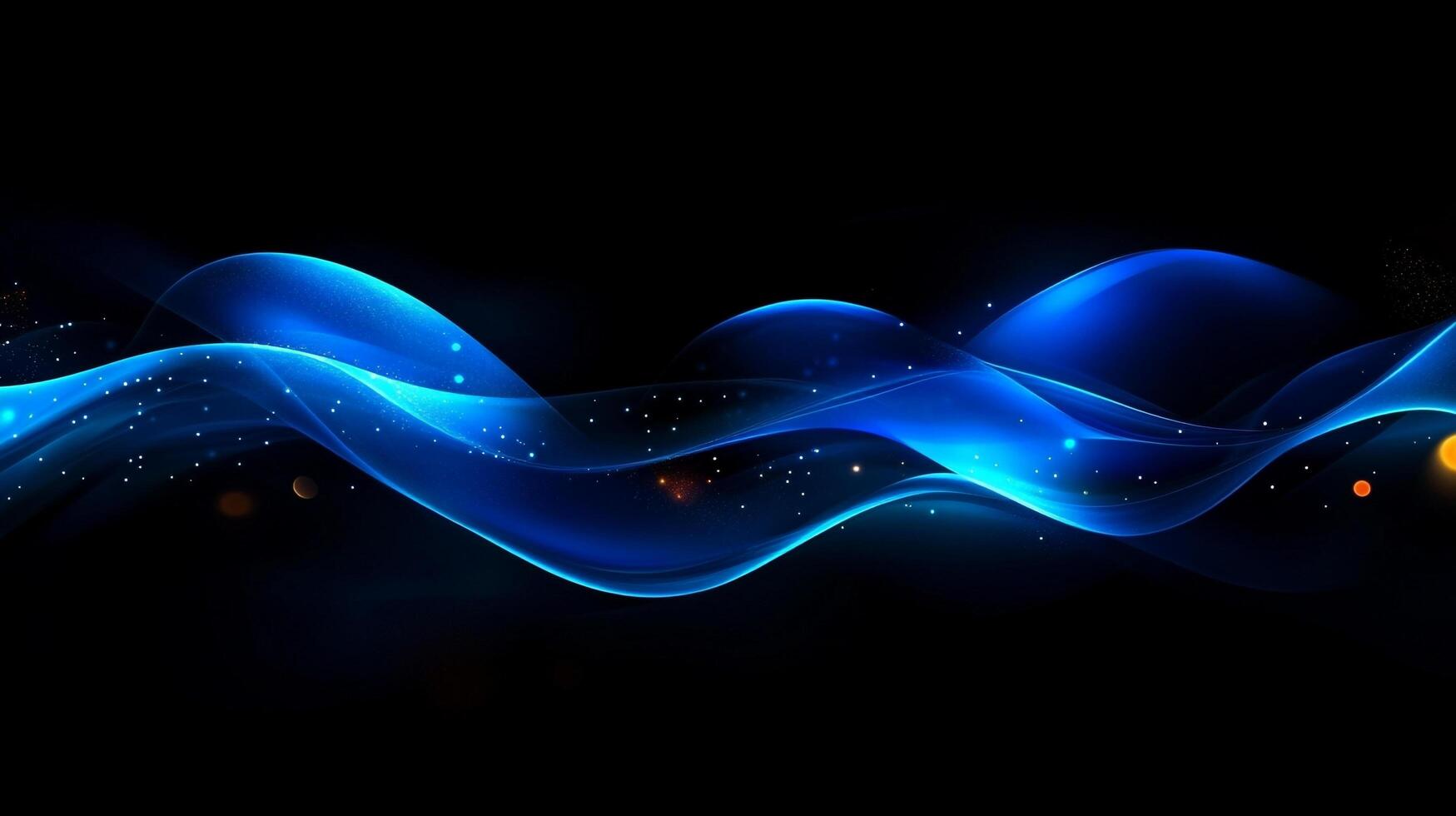 A mesmerizing dance of light, where azure ribbons intertwine with ethereal stardust against an endless canvas of night. Modern abstraction. photo