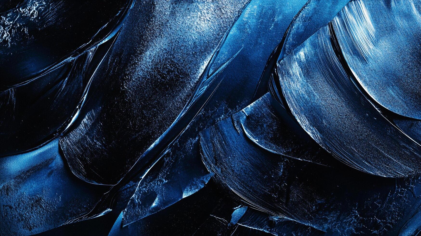A close-up of a glossy, textured surface with sweeping, dark blue and black tones. The light reflects beautifully on the swirling patterns. photo