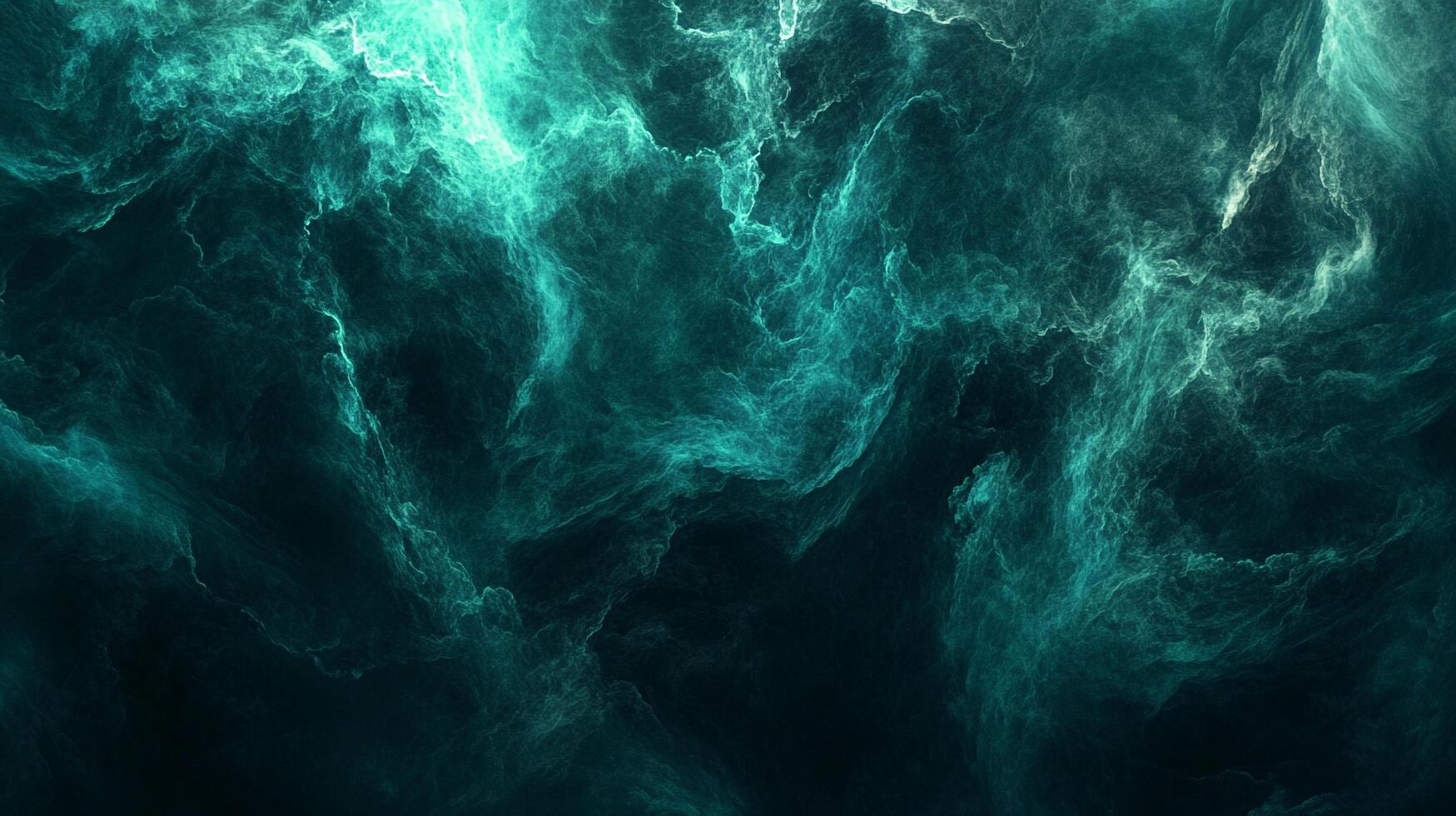 Abstract aqua and teal clouds create a dreamy, ethereal atmosphere with swirling textures and dynamic shapes against a dark background. photo
