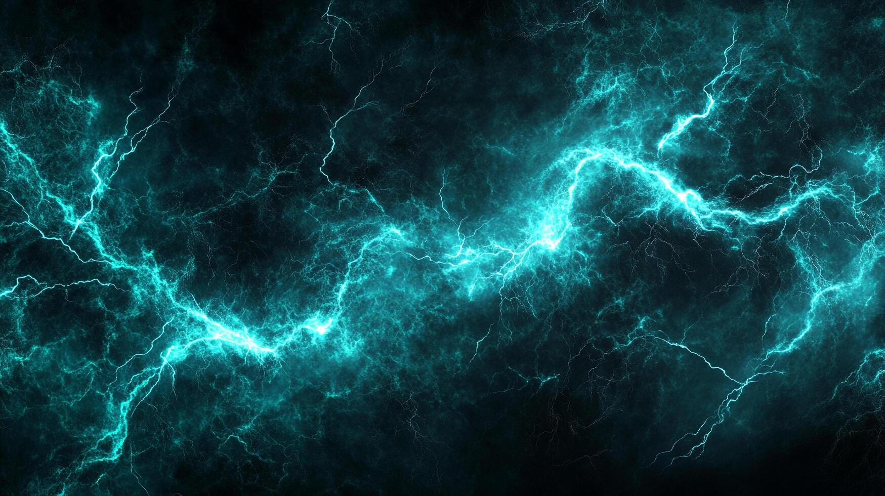 Striking teal bolts of electricity crackle across a dark expanse, showcasing nature's raw power and dynamic energy with vibrant intensity. photo