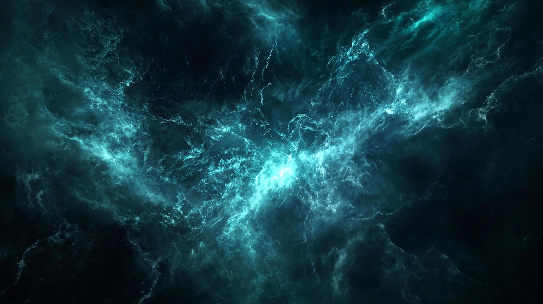 An ethereal, deep space abstract in blues and teals. The swirling nebula-like patterns evoke mystery and otherworldly beauty. photo