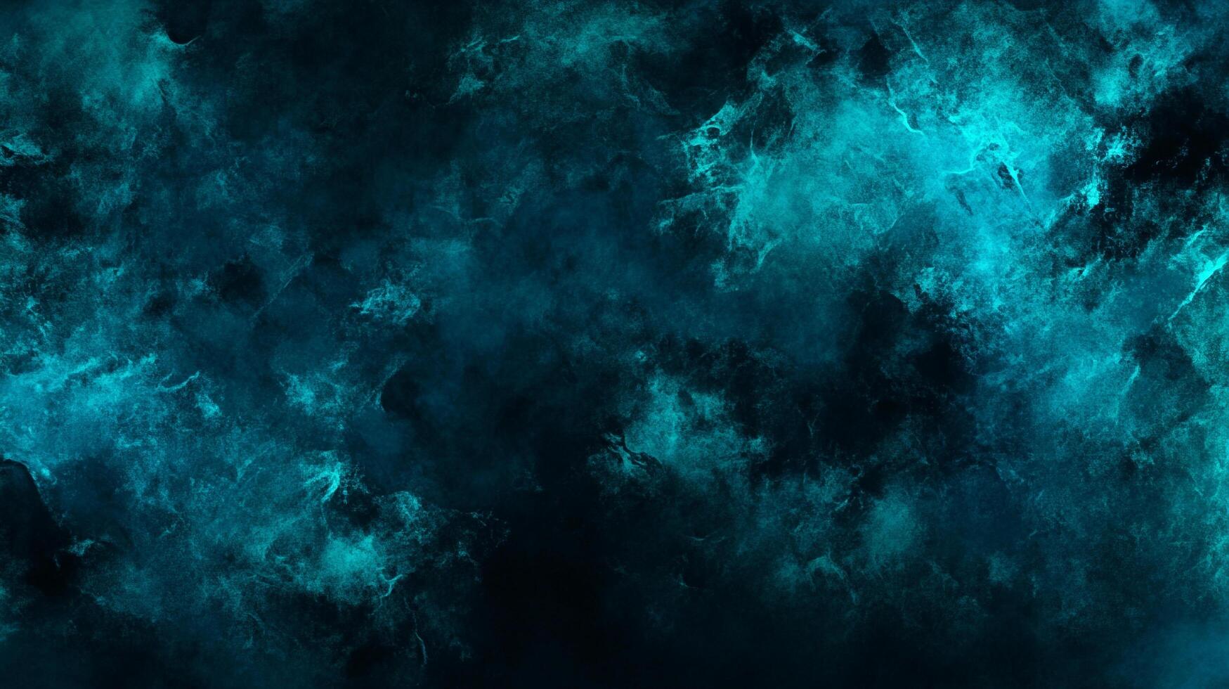 An evocative dark teal and black abstract, suggesting turbulent cosmic gas clouds or deep ocean currents in an eerie, ethereal display. photo