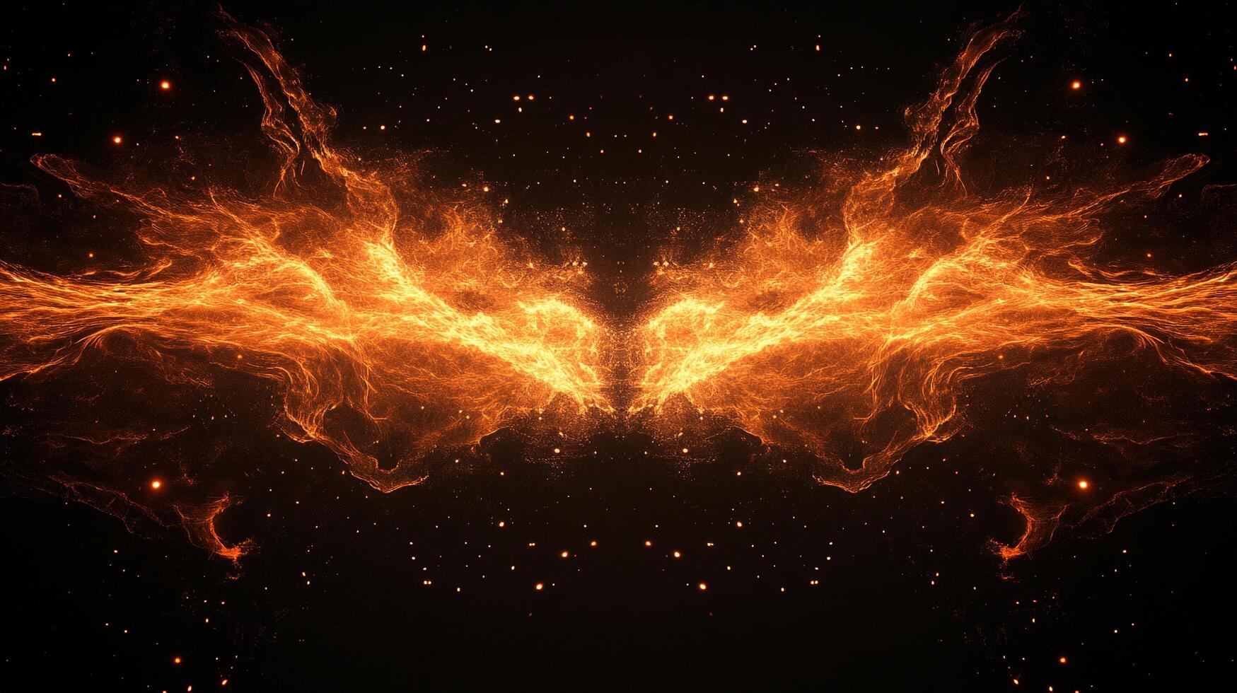 A mesmerizing cosmic dance of fire and stardust, echoing across the expanse of space. The intense glow creates a symphony of cosmic energy. photo