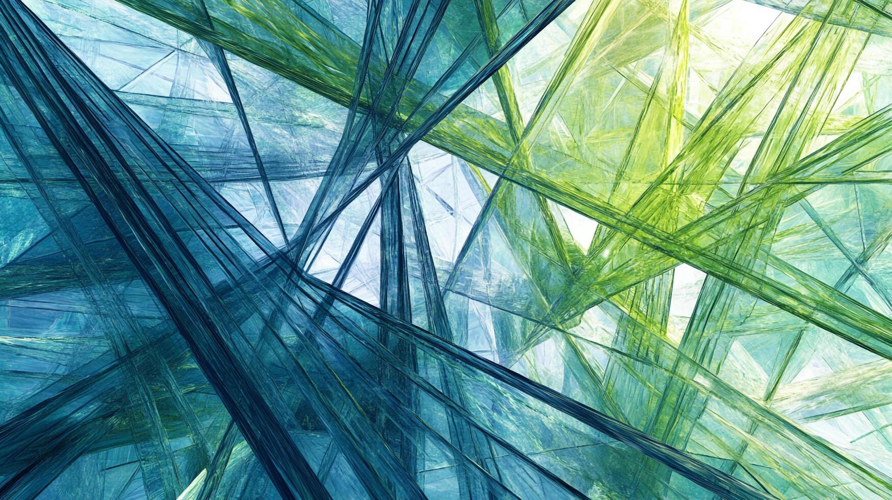 Abstract art featuring intersecting lines with a blend of blue and green hues, creating a dynamic, textured visual experience. photo