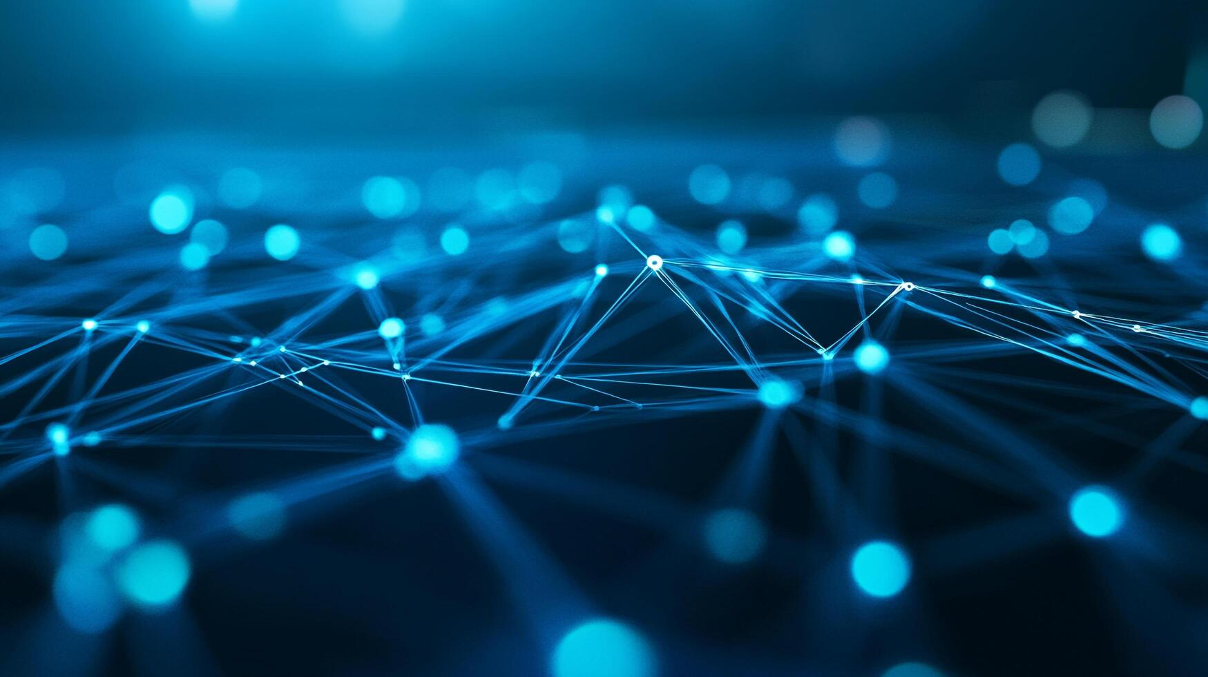 Blue abstract network with connected dots and lines, representing technology, communication, data, and modern connections. photo