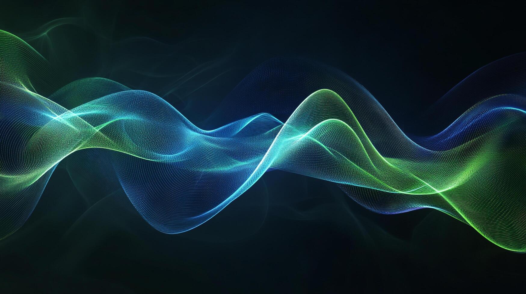 Abstract digital artwork featuring flowing blue and green lines. Fluid and graceful motion created with subtle gradient effects. photo