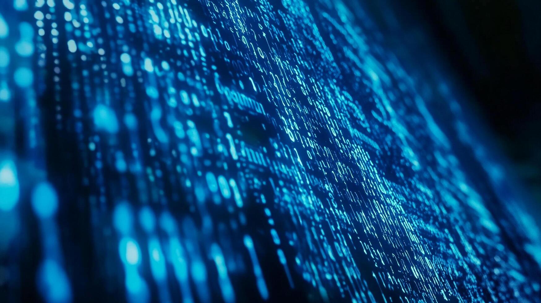 Abstract representation of digital information or data processing. A digital matrix of zeros and ones forming complex blue patterns. photo