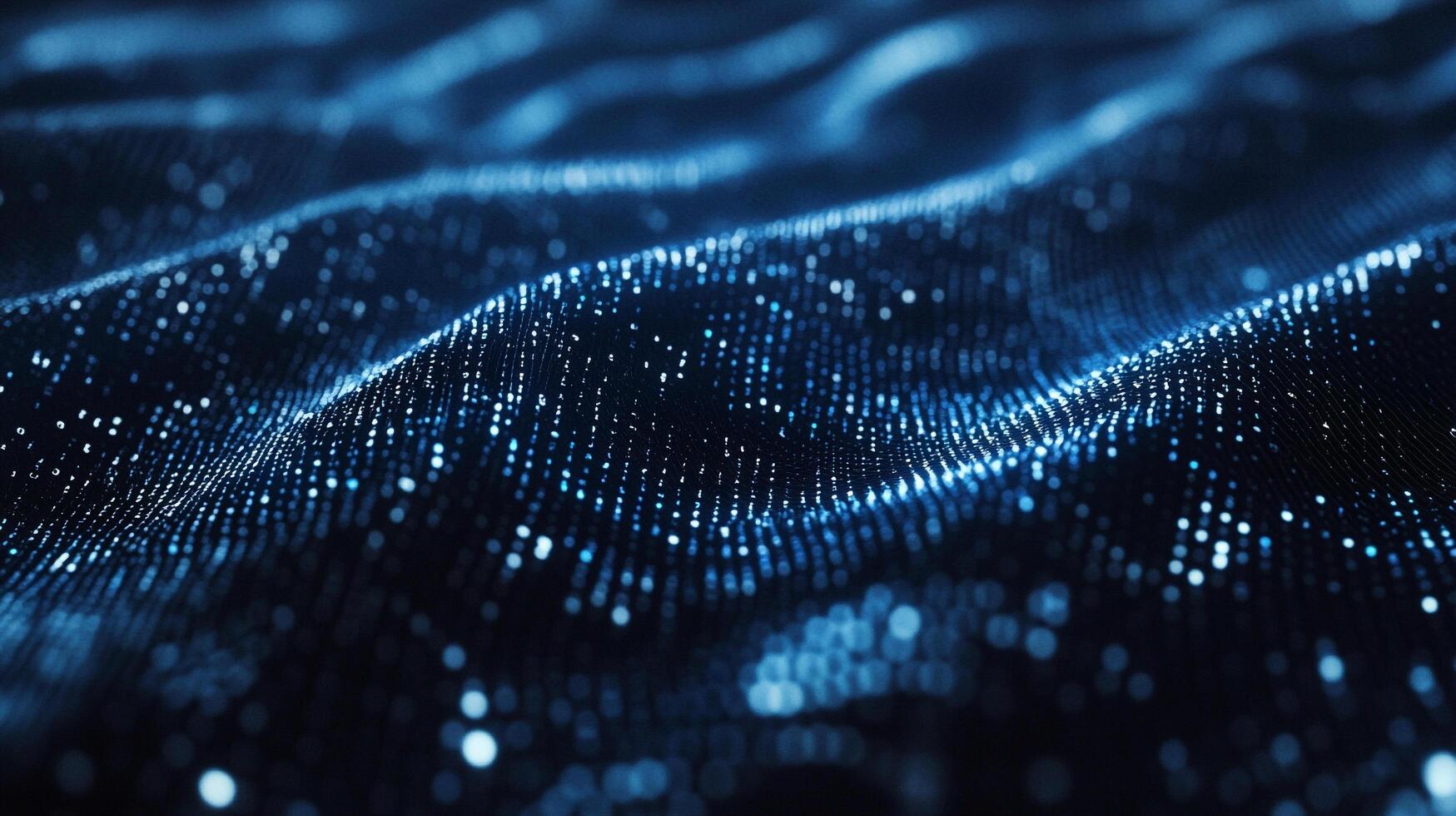 Abstract futuristic blue surface made of glowing particles forming soft waves. Technological concept for innovation and digital network. photo