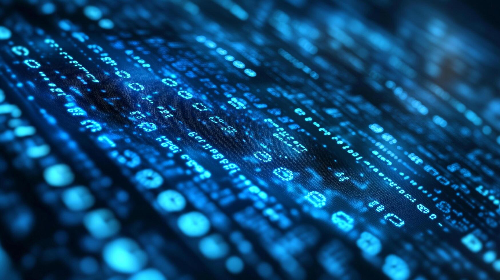 A vibrant blue matrix of digital data streams across the screen, symbolizing the complexity and flow of information in the digital age. photo