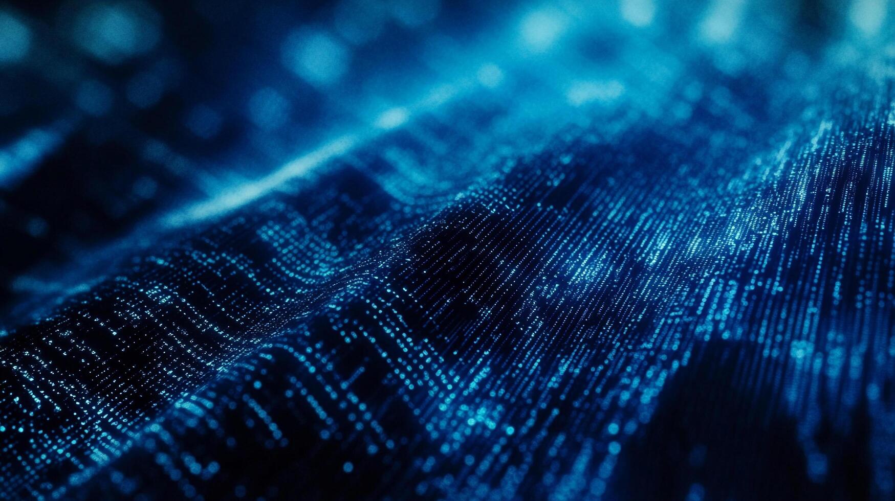 Captivating abstract design featuring illuminated blue data streams. Represents technological advancement. Striking visual. Modern aesthetic. photo