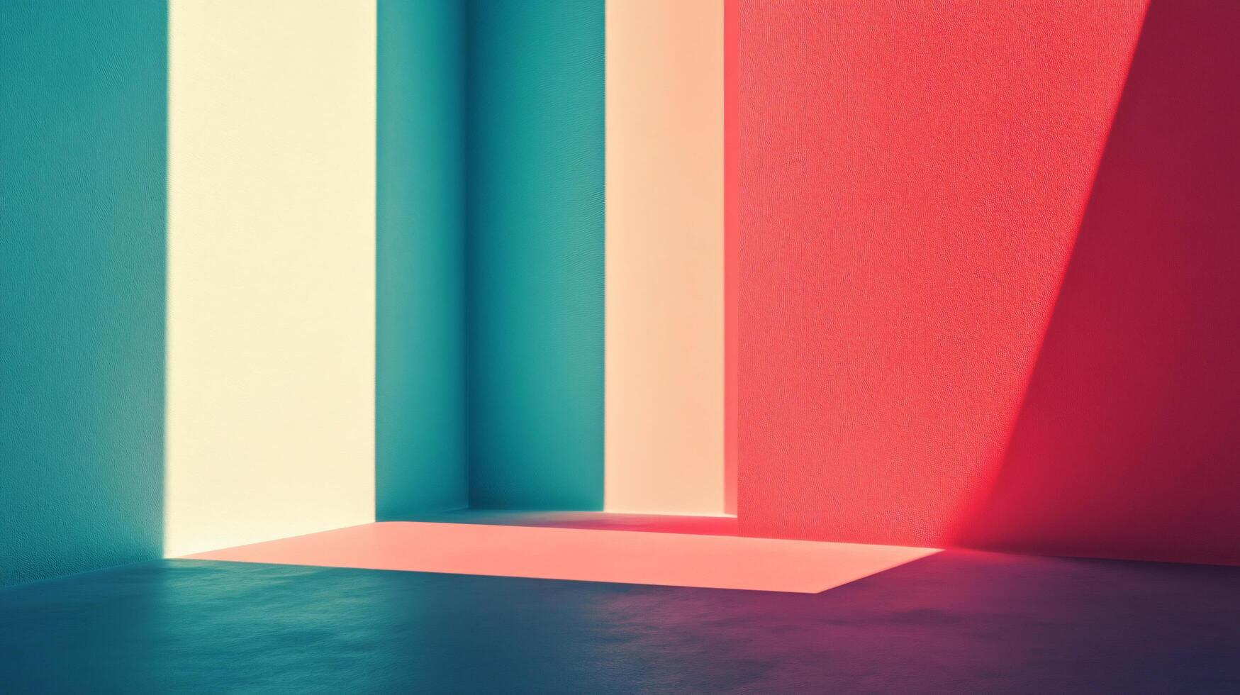 Light beams are creating colorful shapes in minimalist interior design photo