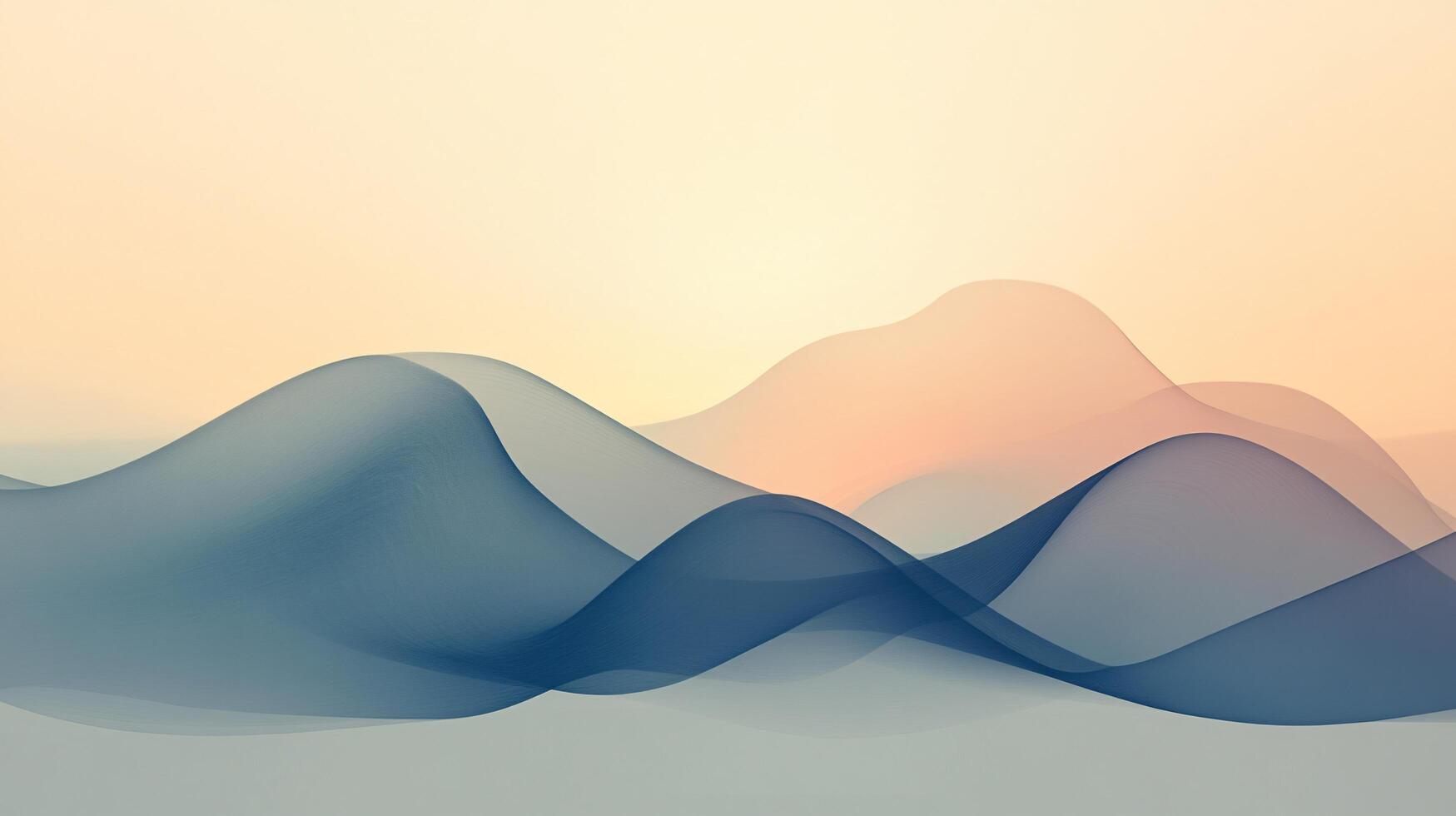 Soft, undulating waves in shades of blue and orange create a serene abstract landscape, reminiscent of rolling hills under a warm sky photo