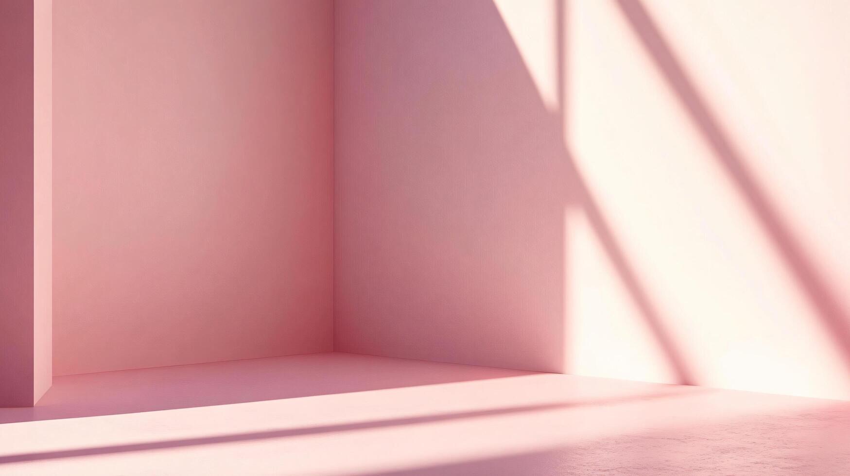 Light entering from window illuminating pink room and creating shadows on walls and floor photo