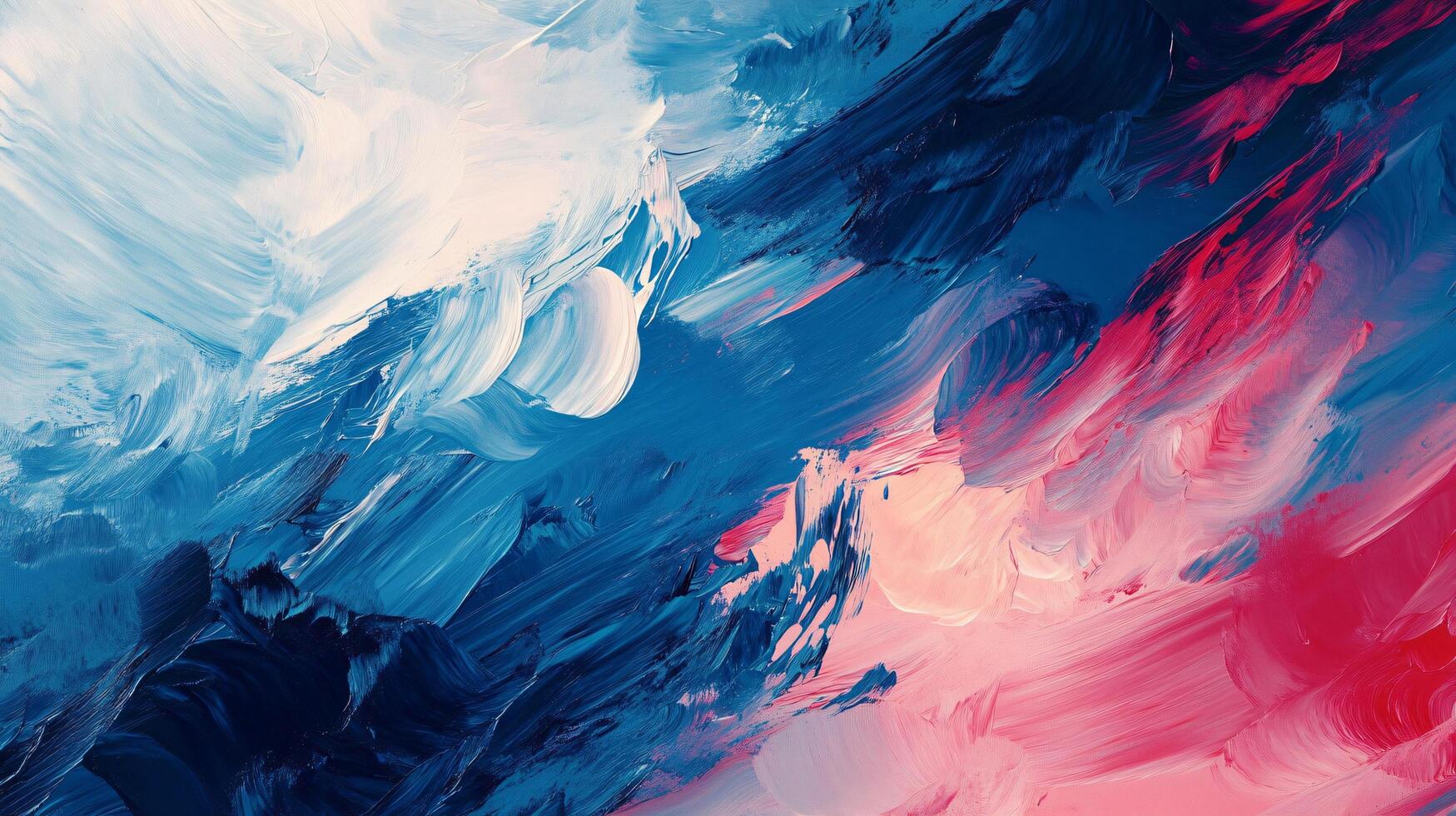 This expressive abstract artwork features bold swirling strokes of blue and red, capturing a sense of motion and energy that reflects human emotions and creative spirit. photo