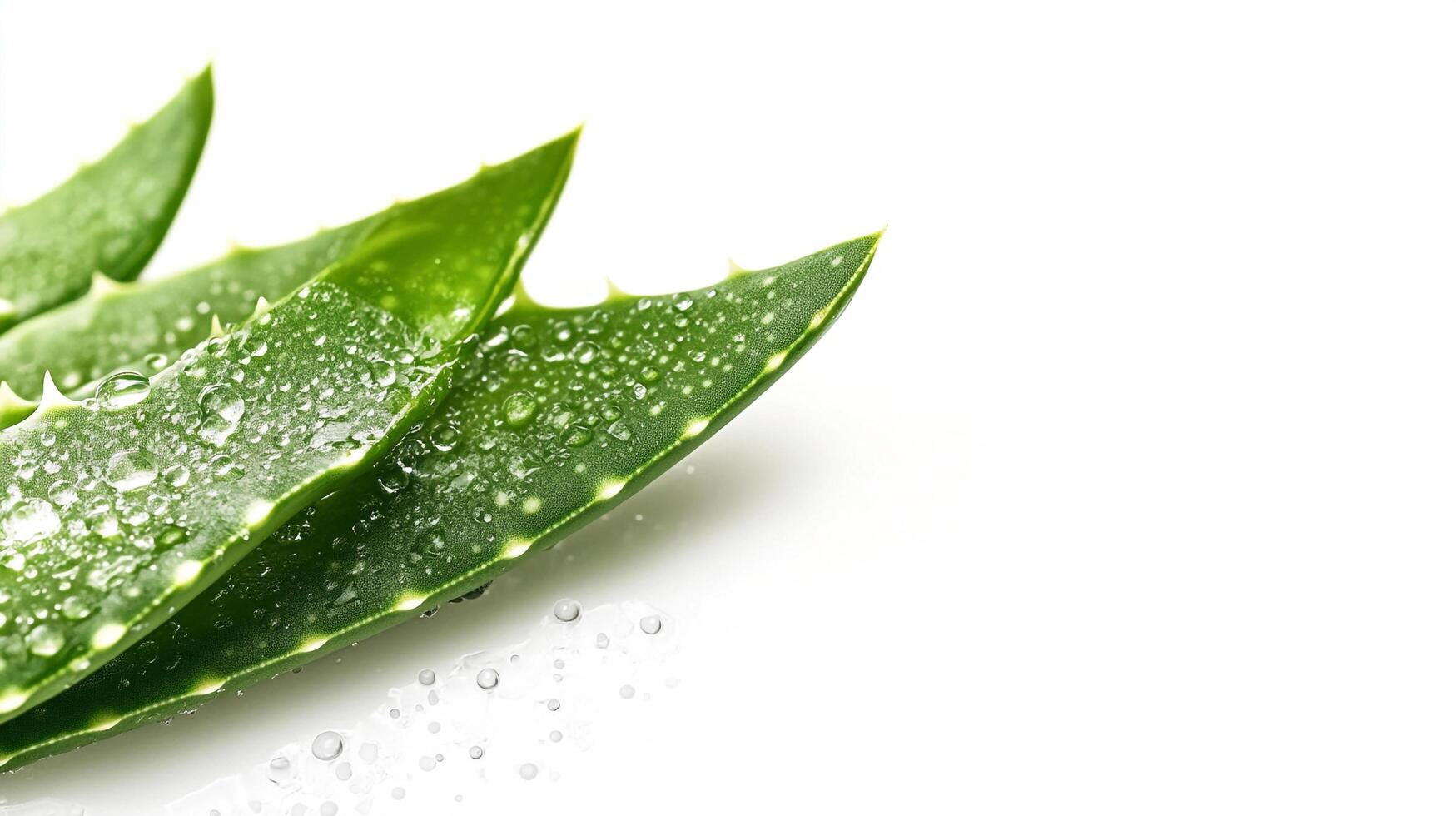 Close-up of vibrant green succulent leaves, adorned with glistening water droplets, showcasing freshness and natural beauty. photo