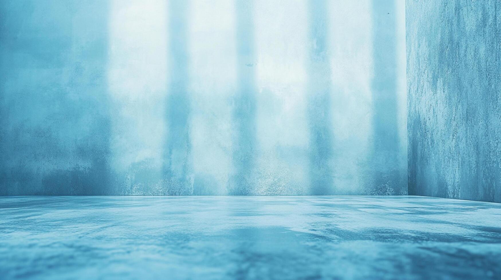Illuminated blue concrete corner with light streaks offers a minimalist architectural backdrop ideal for creative projects and visual appeal. photo