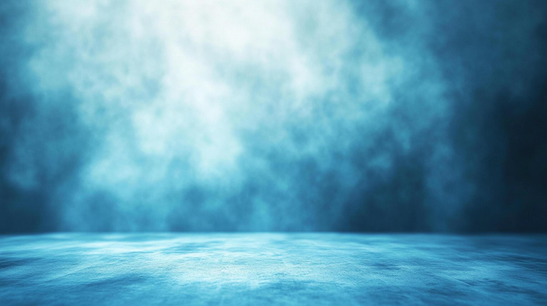 Blue room with a textured floor and hazy background, creating a serene and ethereal atmosphere for product showcase or artistic expression. photo