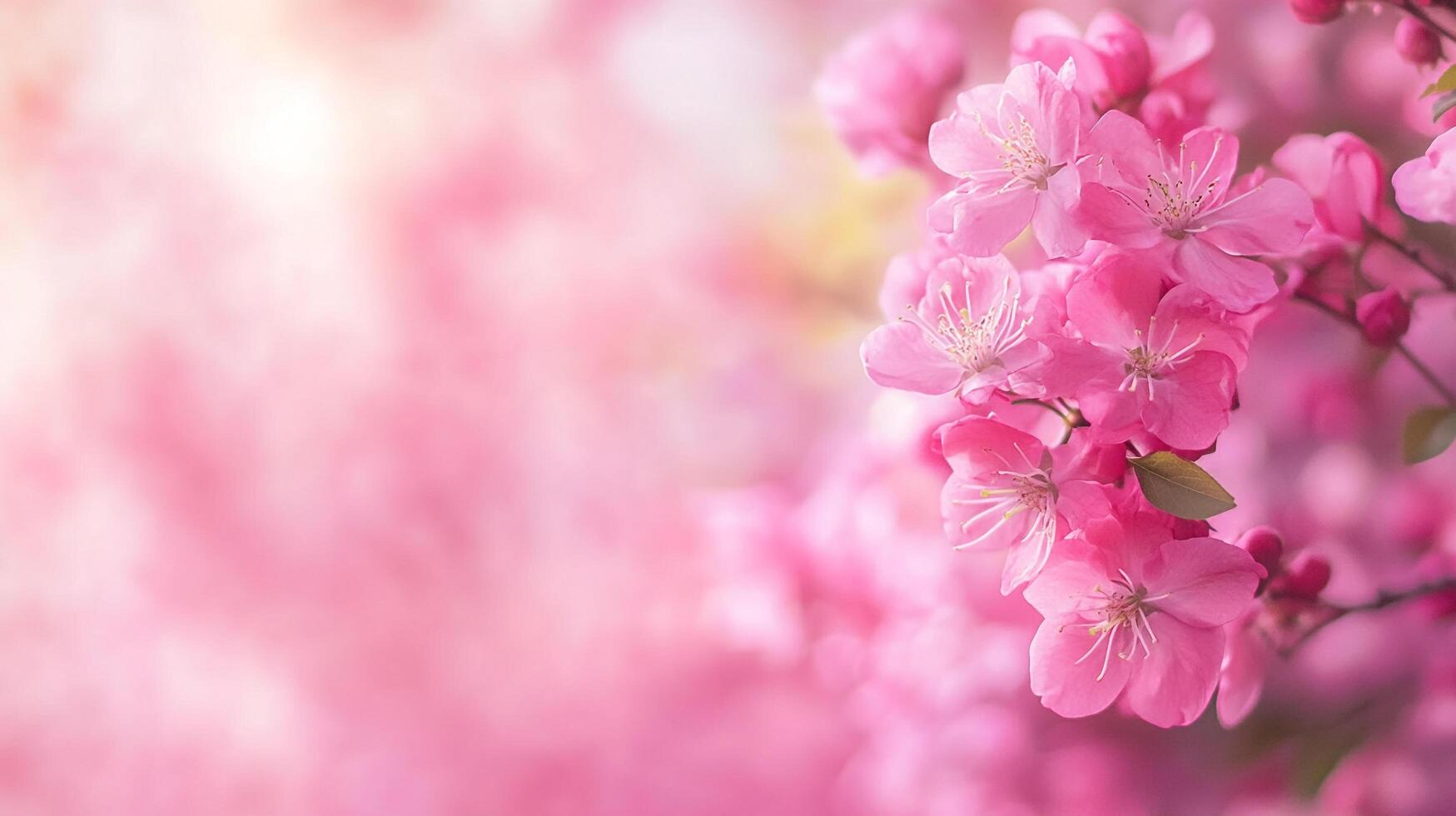 Radiant pink blossoms in soft focus create a dreamy, romantic atmosphere. Floral elegance for spring celebrations and nature lovers. photo