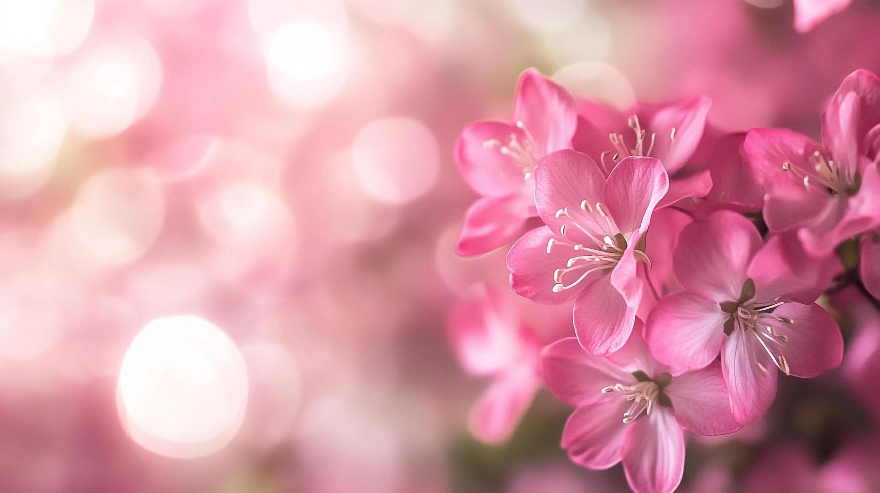 Close-up capturing the gentle charm of pink blossoms. Floral beauty with soft focus and gentle lighting for a serene and spring-like aesthetic. photo
