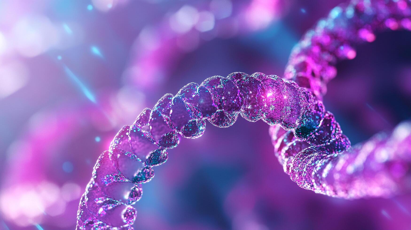Abstract, vibrant, helix structure in swirling purple and blue hues. Captures scientific and fantastical concepts with ethereal glow. photo