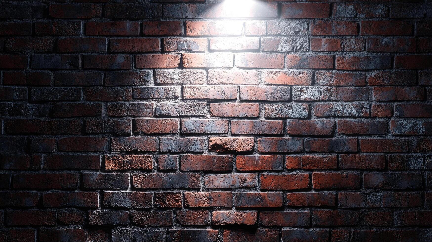 Illuminated brick wall creates a dramatic backdrop with light and shadow. A great textural element for design and architectural projects. photo