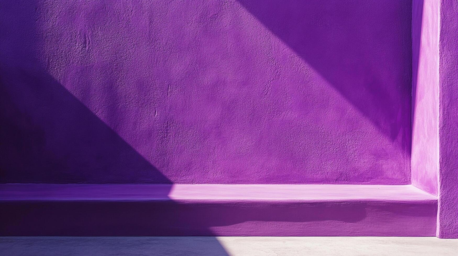 A vibrant violet wall with a stark diagonal shadow creates a compelling abstract scene. The simple backdrop is architecturally interesting. photo