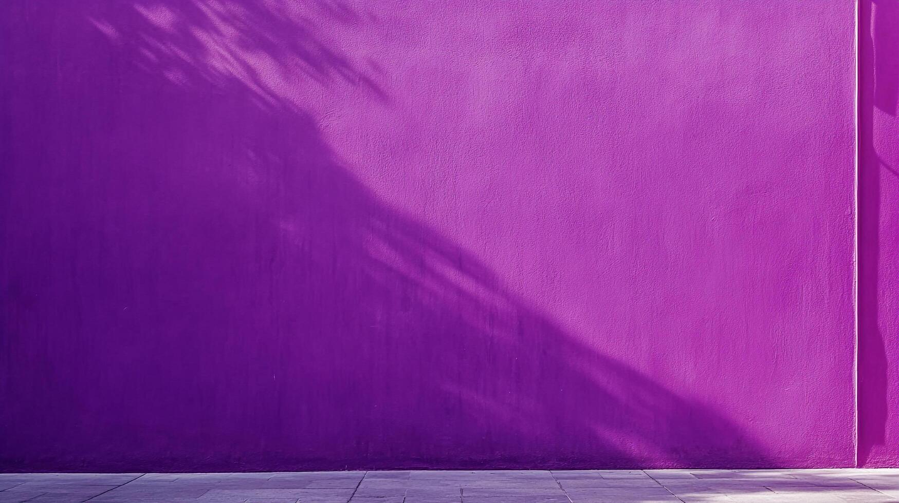 Bold purple wall textured backdrop with foliage shadows. A vibrant architectural statement and dynamic interplay of color and light. photo