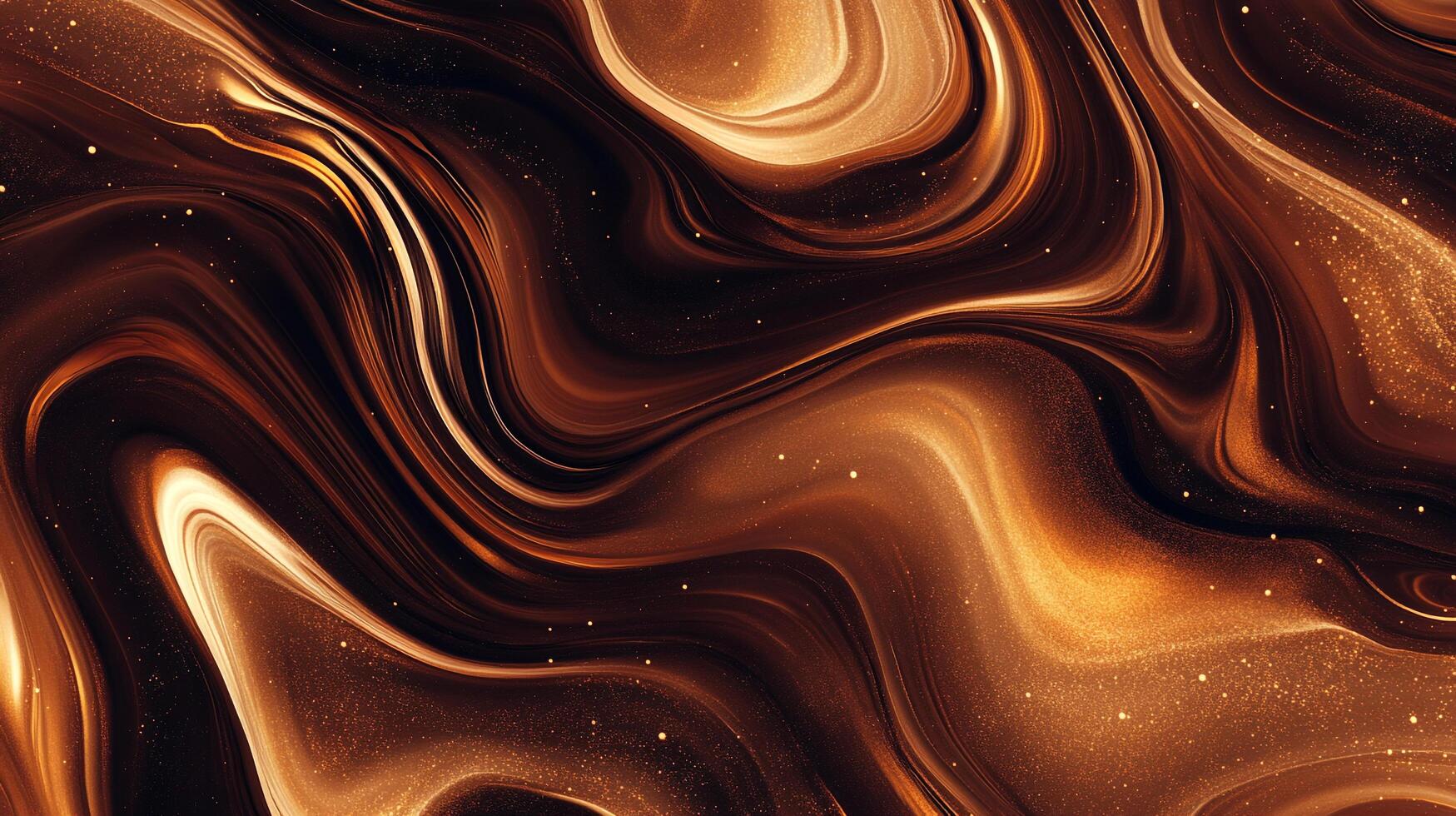 Abstract background of flowing, dynamic caramel and chocolate swirls, with shimmering light adding depth and movement to the design. photo