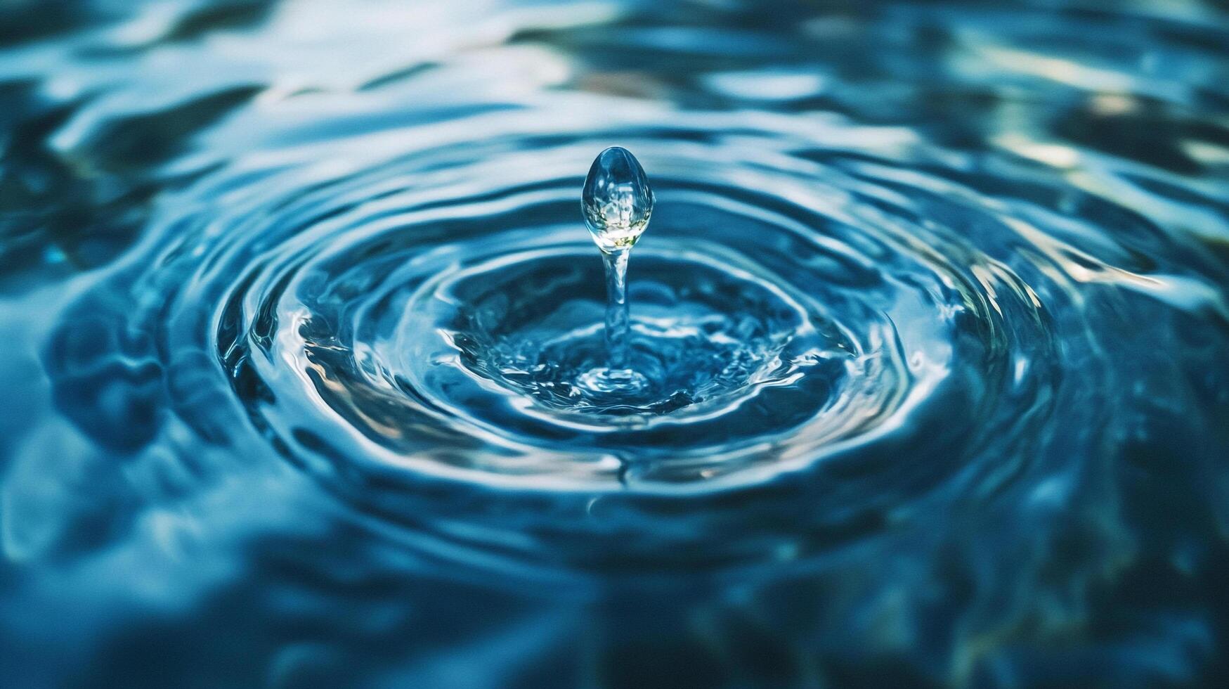 Water droplet creating ripples. A mesmerizing moment of a splash suspended in time, showcasing liquid textures and light. photo