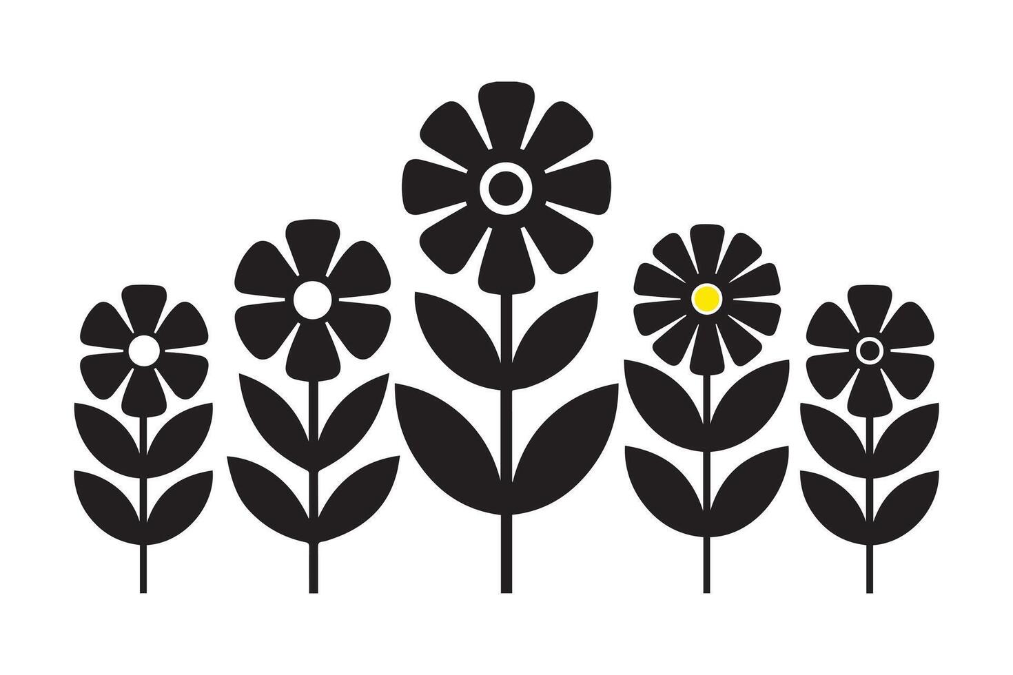 Black Flowers and White Isolated design vector