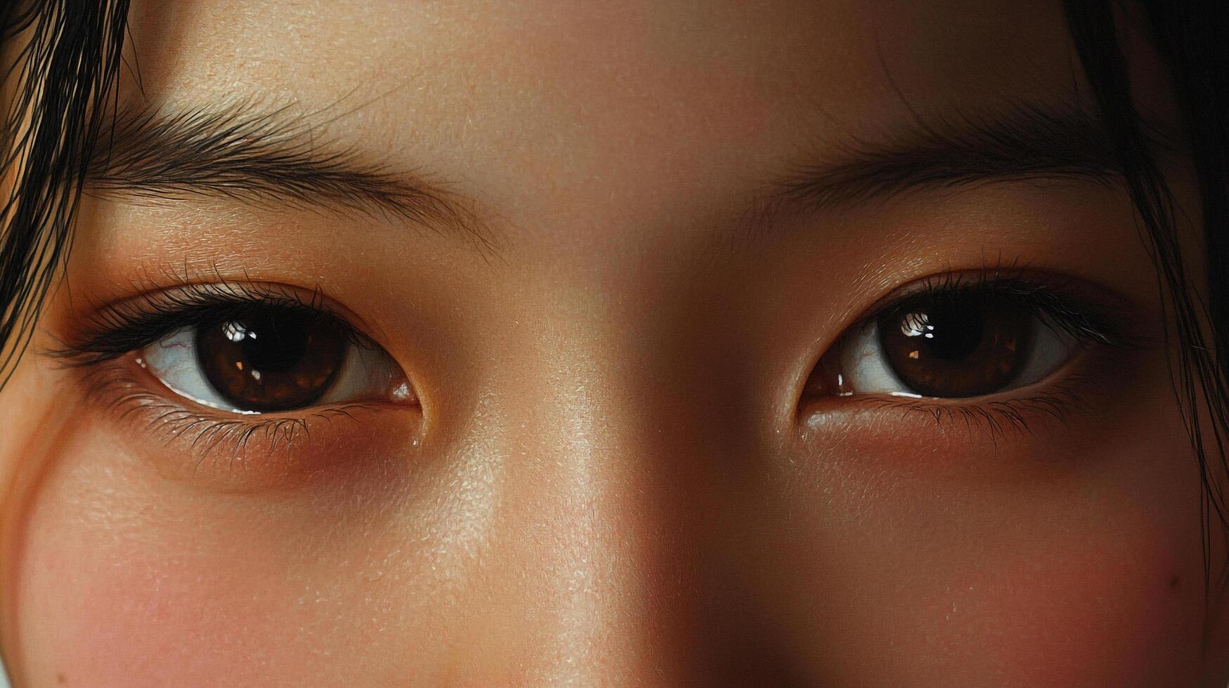 Close-up of focused, captivating eyes, a study in detail and human expression through the window of the soul. Pure artistry in portraiture photo