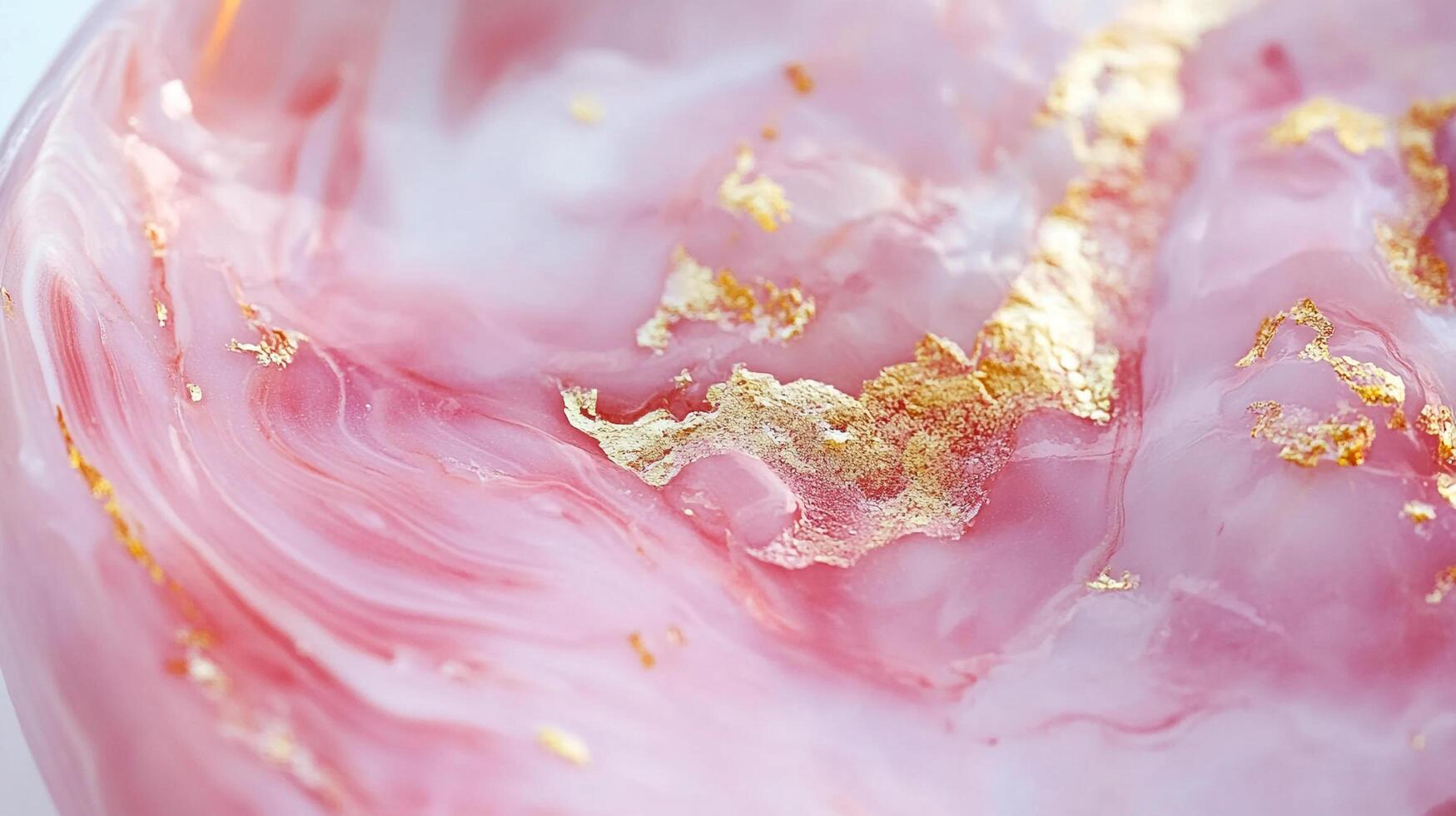 Abstract art piece with flowing pink and white shades. Golden flakes adds an ethereal sparkle to its organic texture. photo