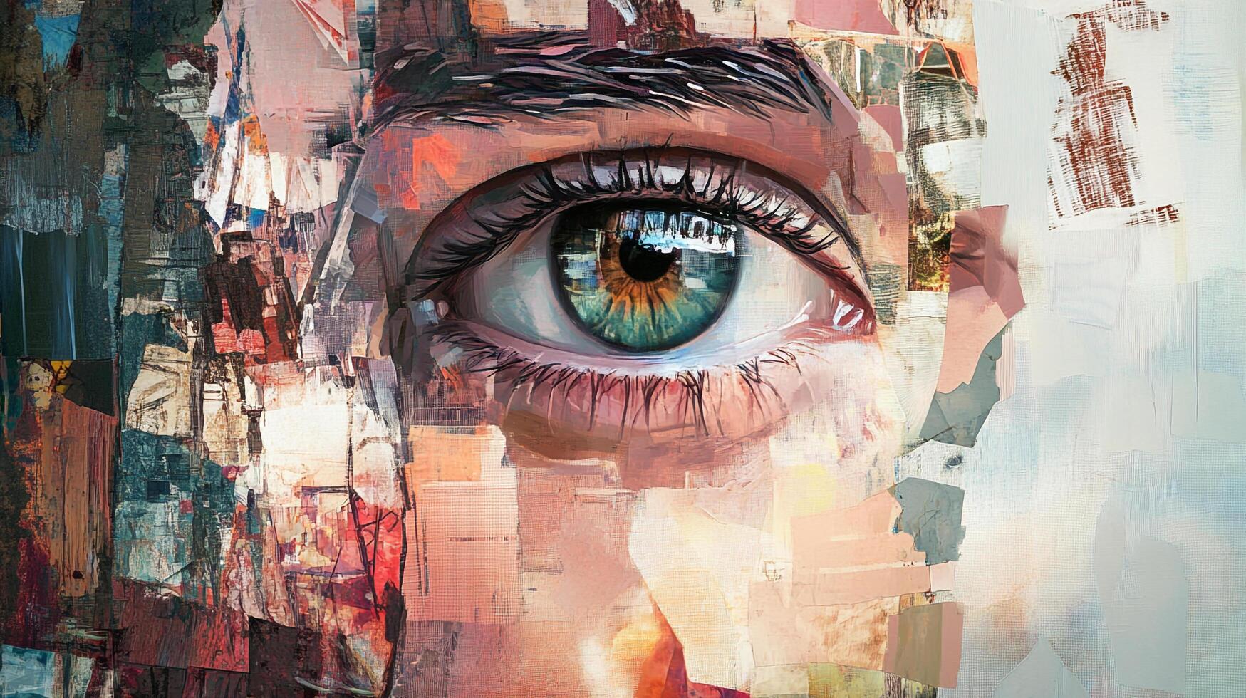 Abstract eye art showcases an artistic human form vision. Creative representation of human eye expression, reflection and the window to the soul. photo