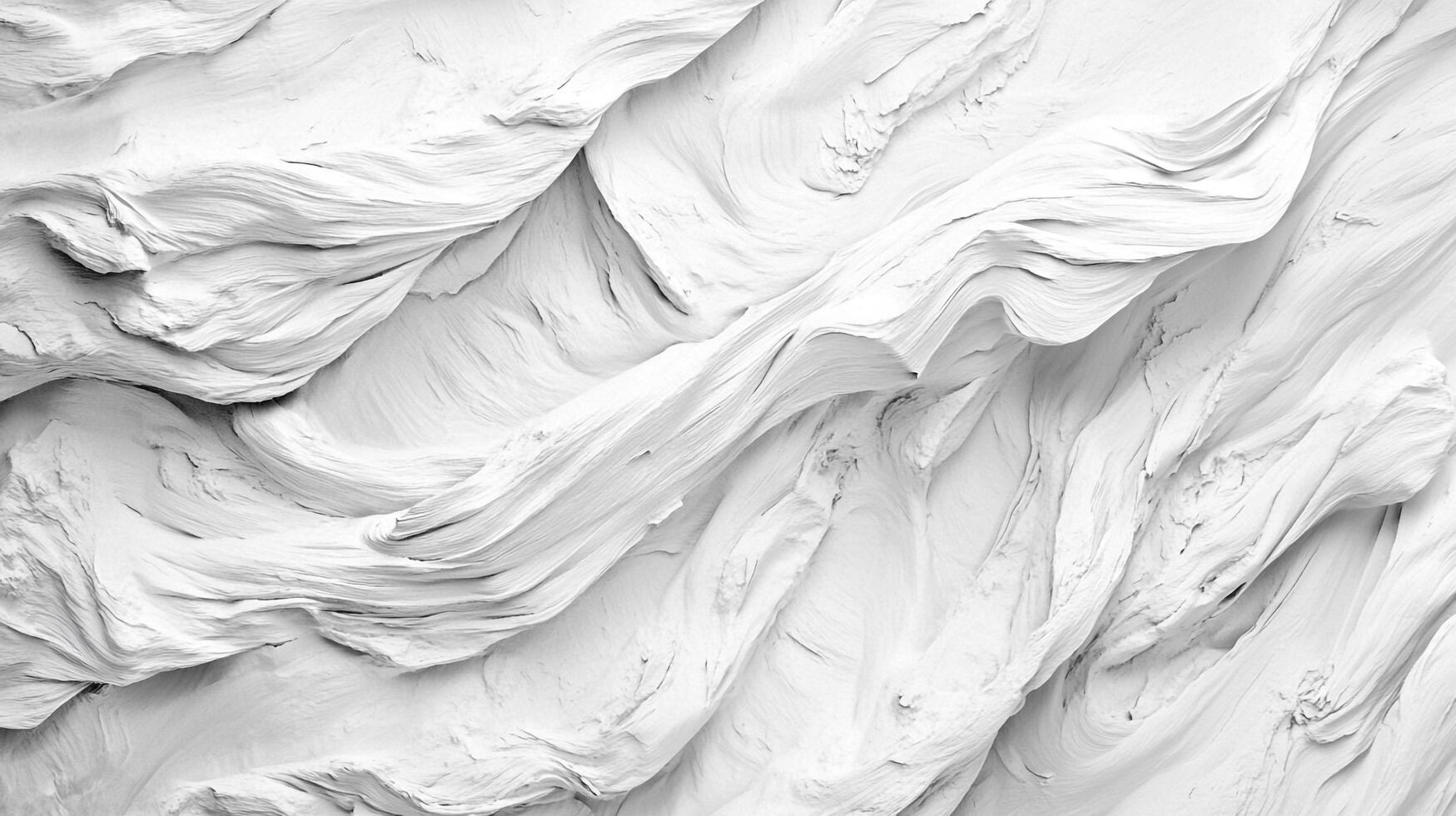 Monochromatic abstract sculpture with swirling patterns and textures creating a minimalist and clean aesthetic. Waves of pure white form. photo