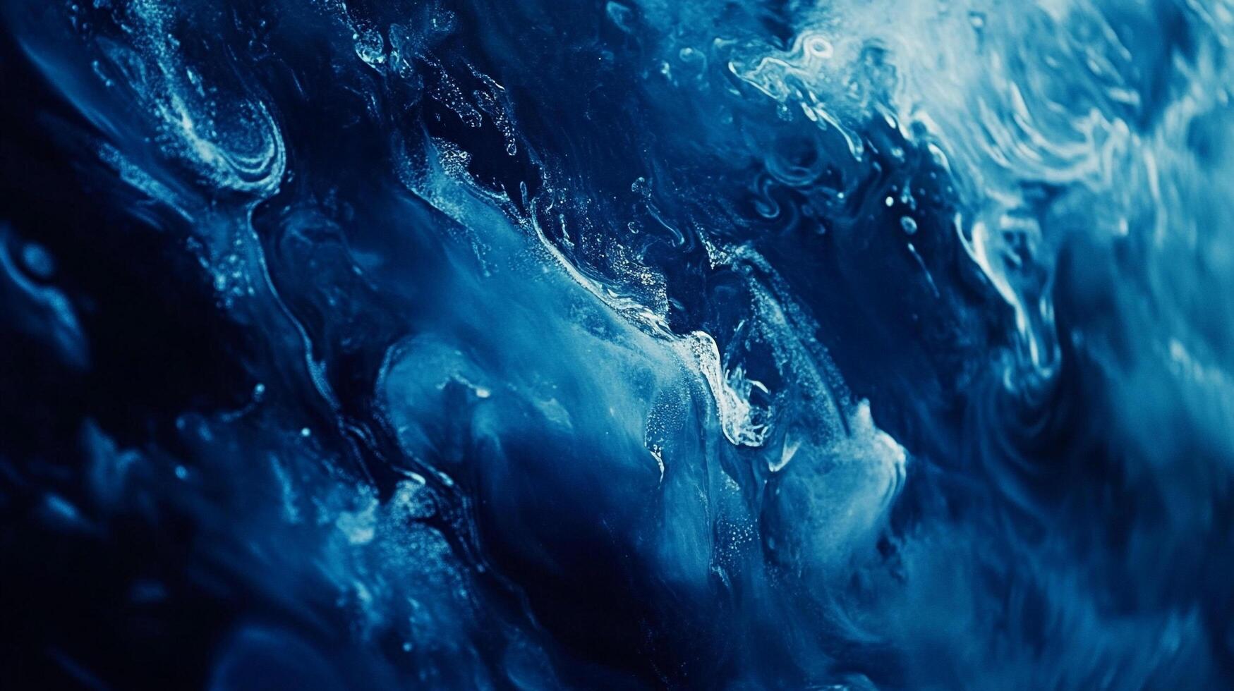 Abstract art featuring swirling blues and white, creating a dynamic and fluid composition. An expressive and vibrant visual texture. photo