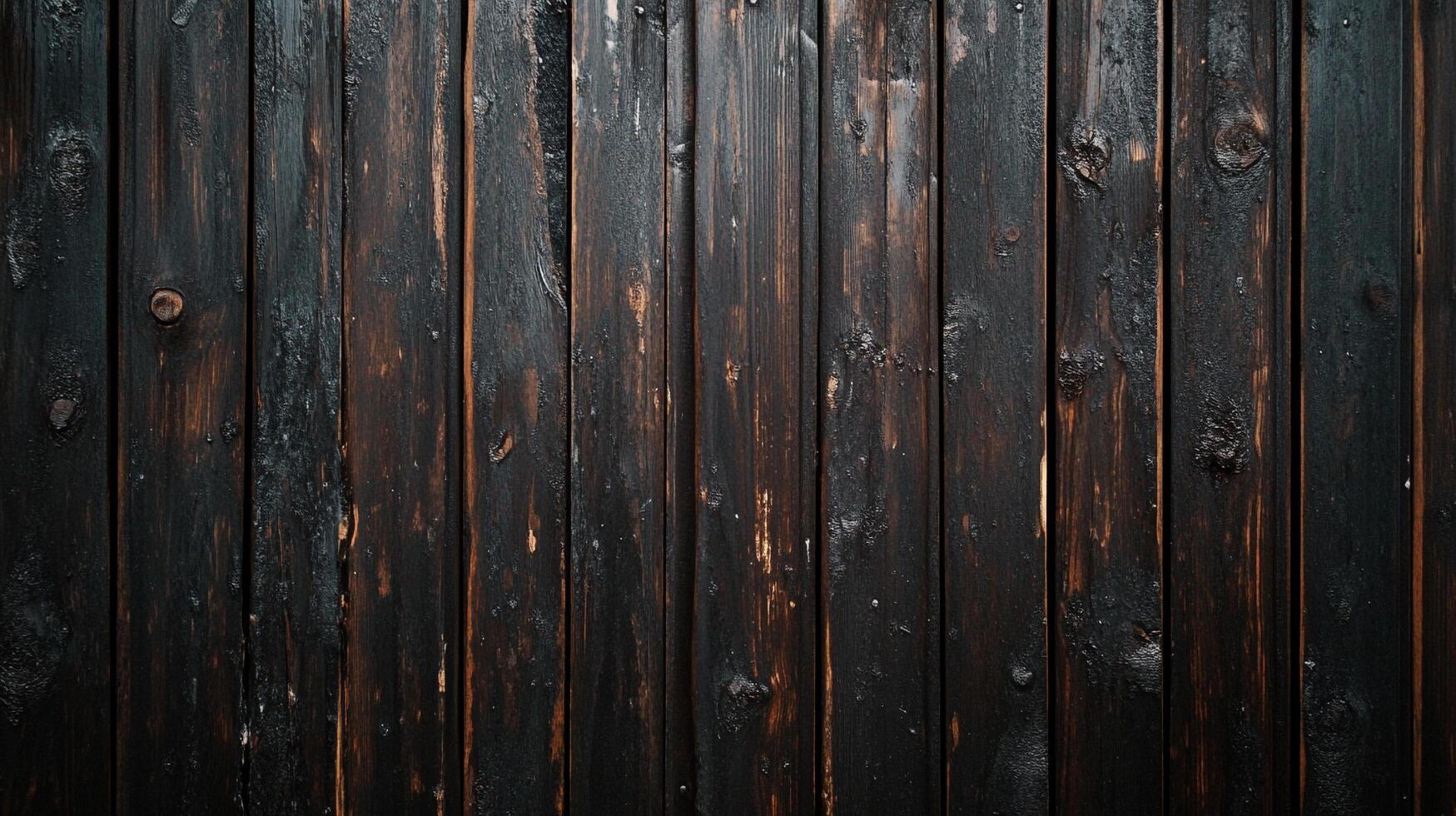 Dark rustic wooden planks with distinct grain and knots create a textured and aged backdrop. Rich dark stain enhances the wood's character. photo
