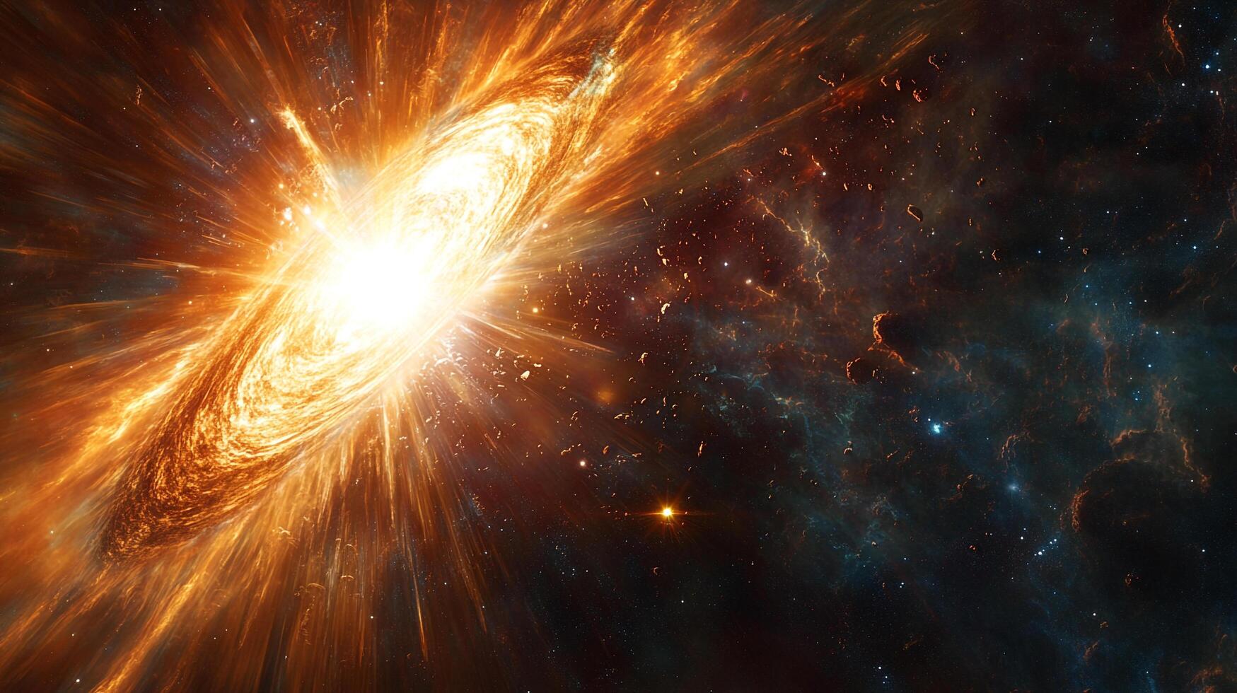 A cosmic burst of energy illuminates the void, showcasing the raw power and beauty of stellar phenomena in the vast expanse of space. photo